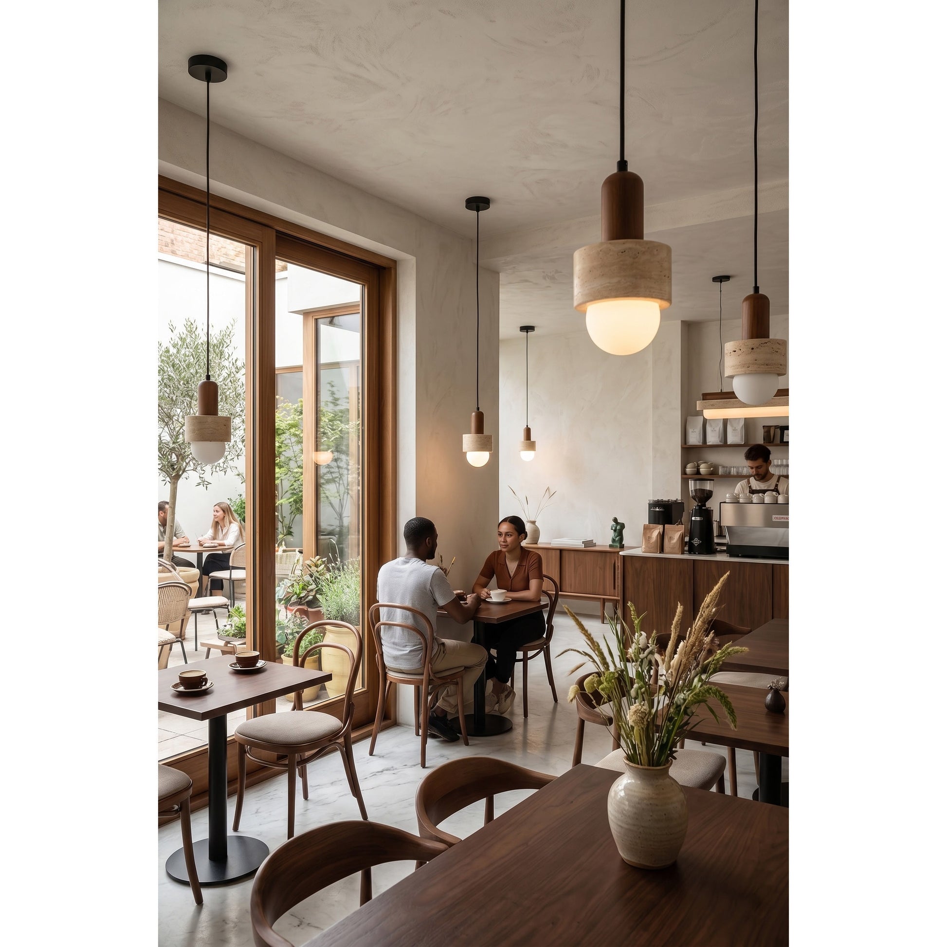 The Davise lamp illuminated, casting a warm, ambient glow.
