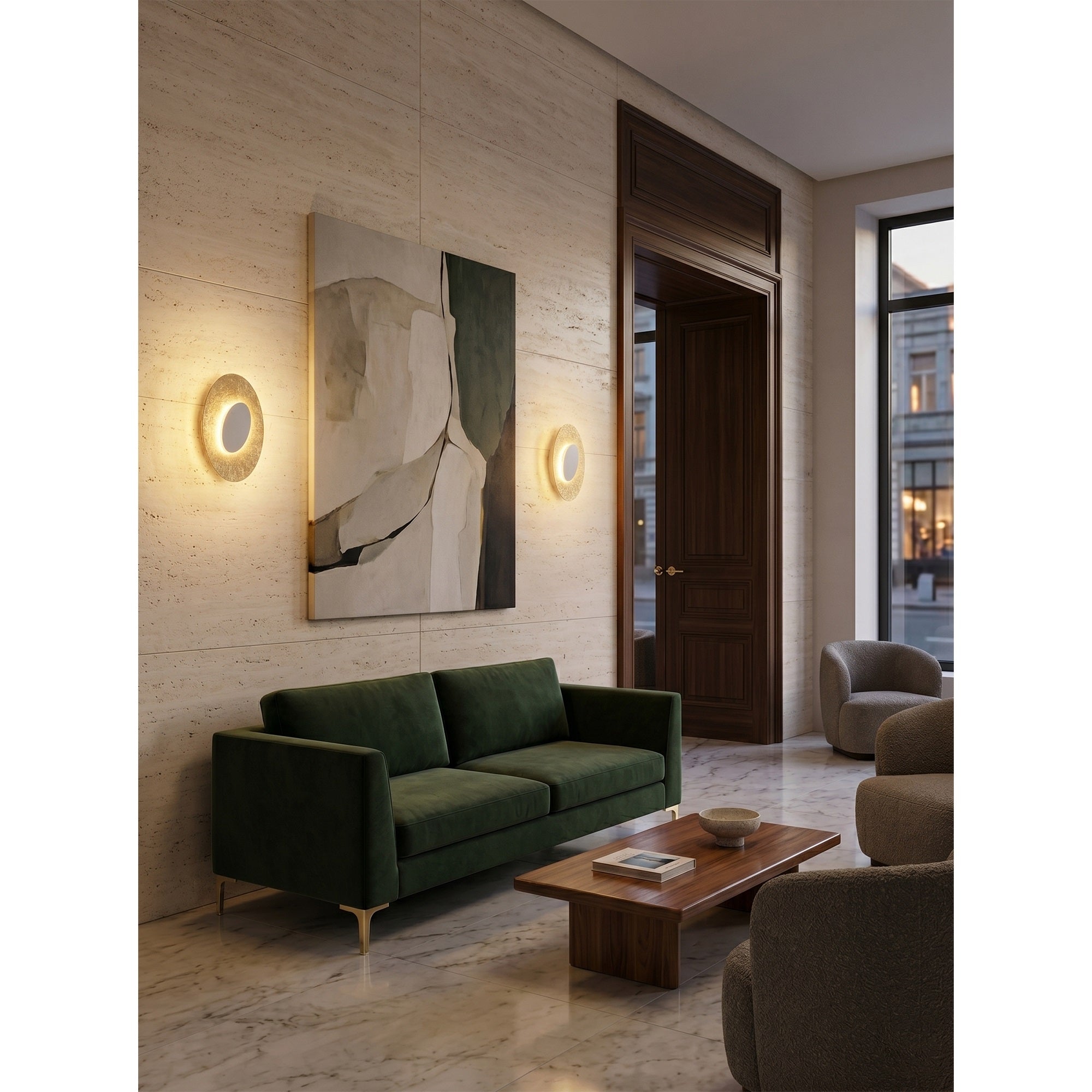 Angled view of the oval-shaped Escale Blade Wall Sconce.