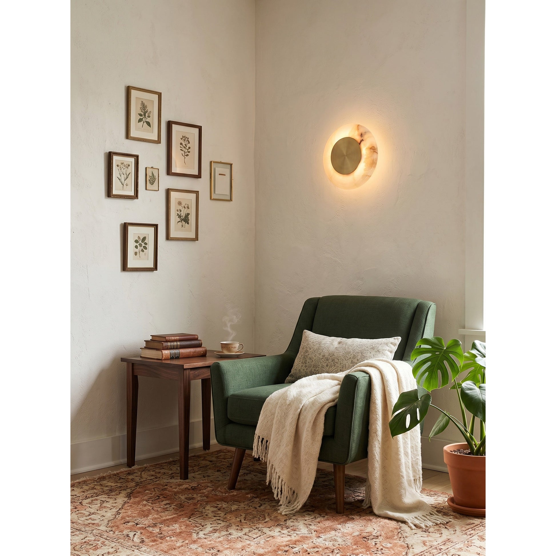 Angled view showing the slim profile of the flush mount sconce.