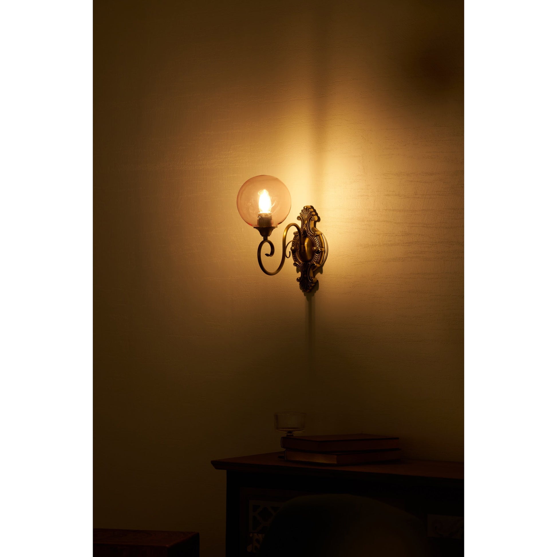 Dimensional diagram of the Evelyn Glass Wall Lamp with measurements.