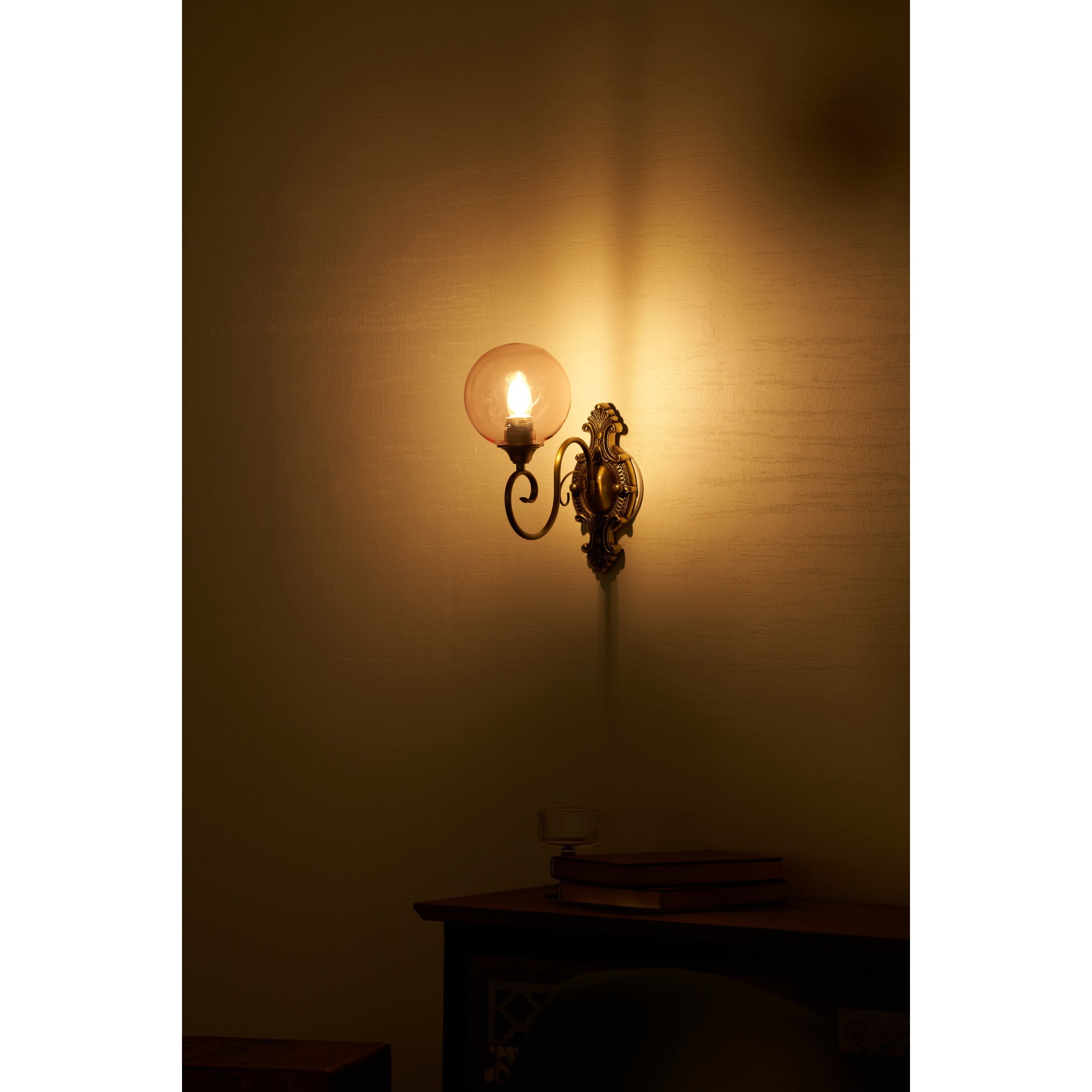 Dimensional diagram of the Evelyn Glass Wall Lamp with measurements.