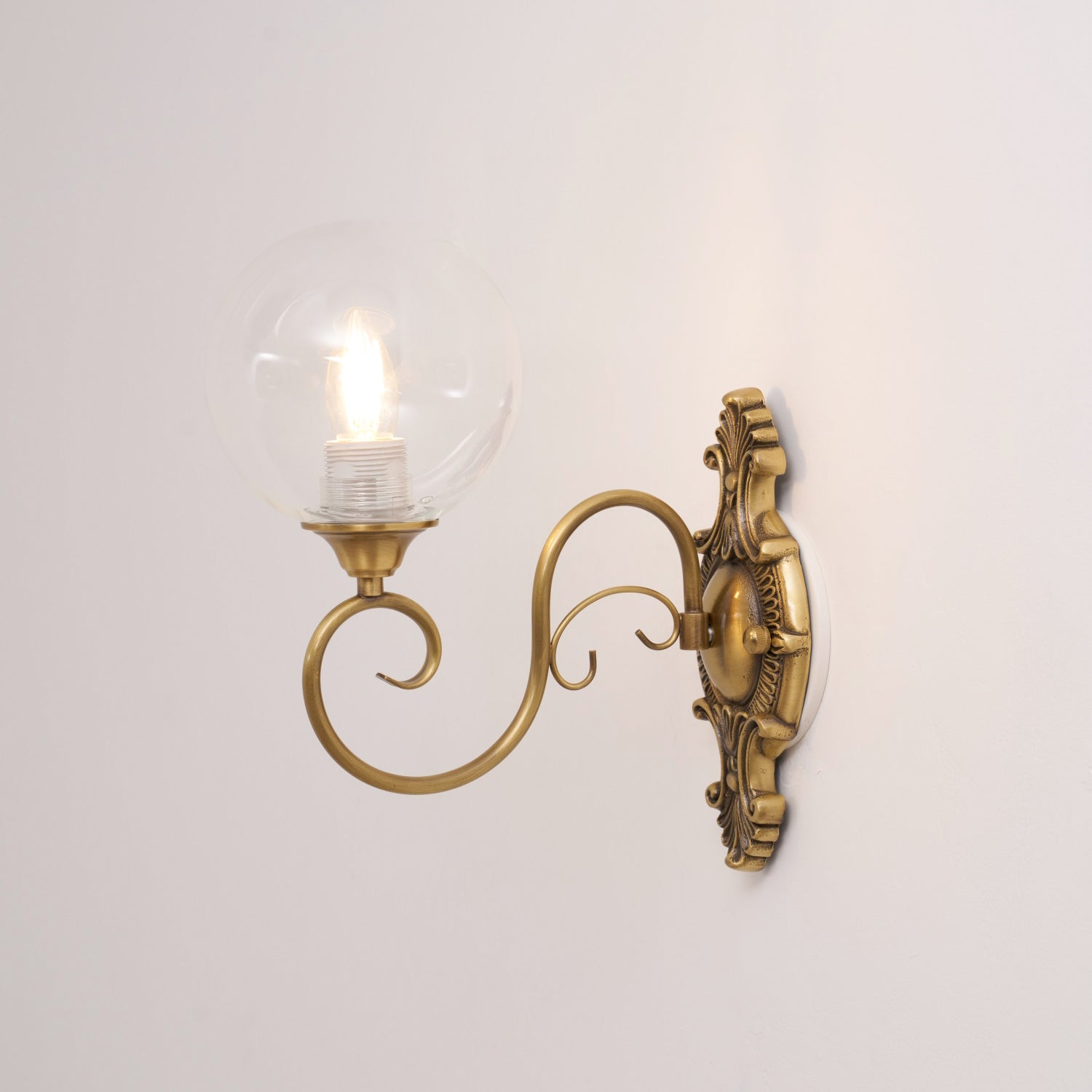 Angled view of the white finish lamp, showcasing its opaque quality.