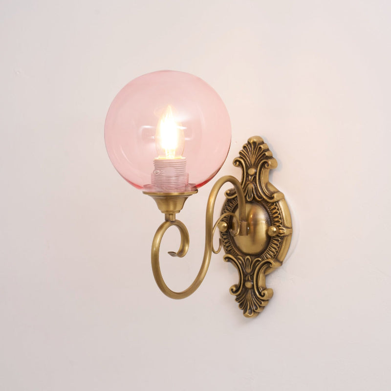 Angled view of the copper finish lamp, highlighting its metallic sheen.