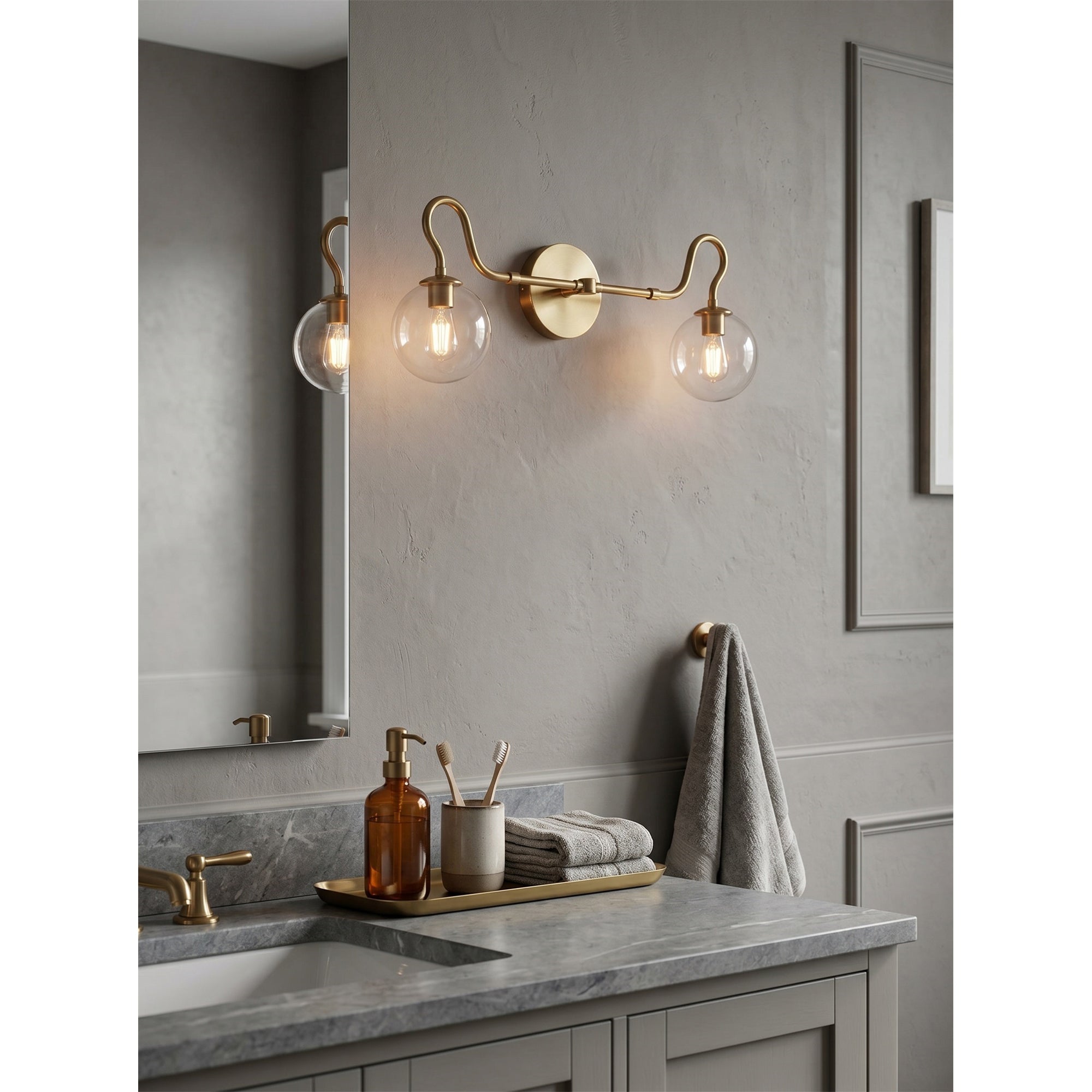 Product dimensions diagram for the Floren Double Wall Sconce.