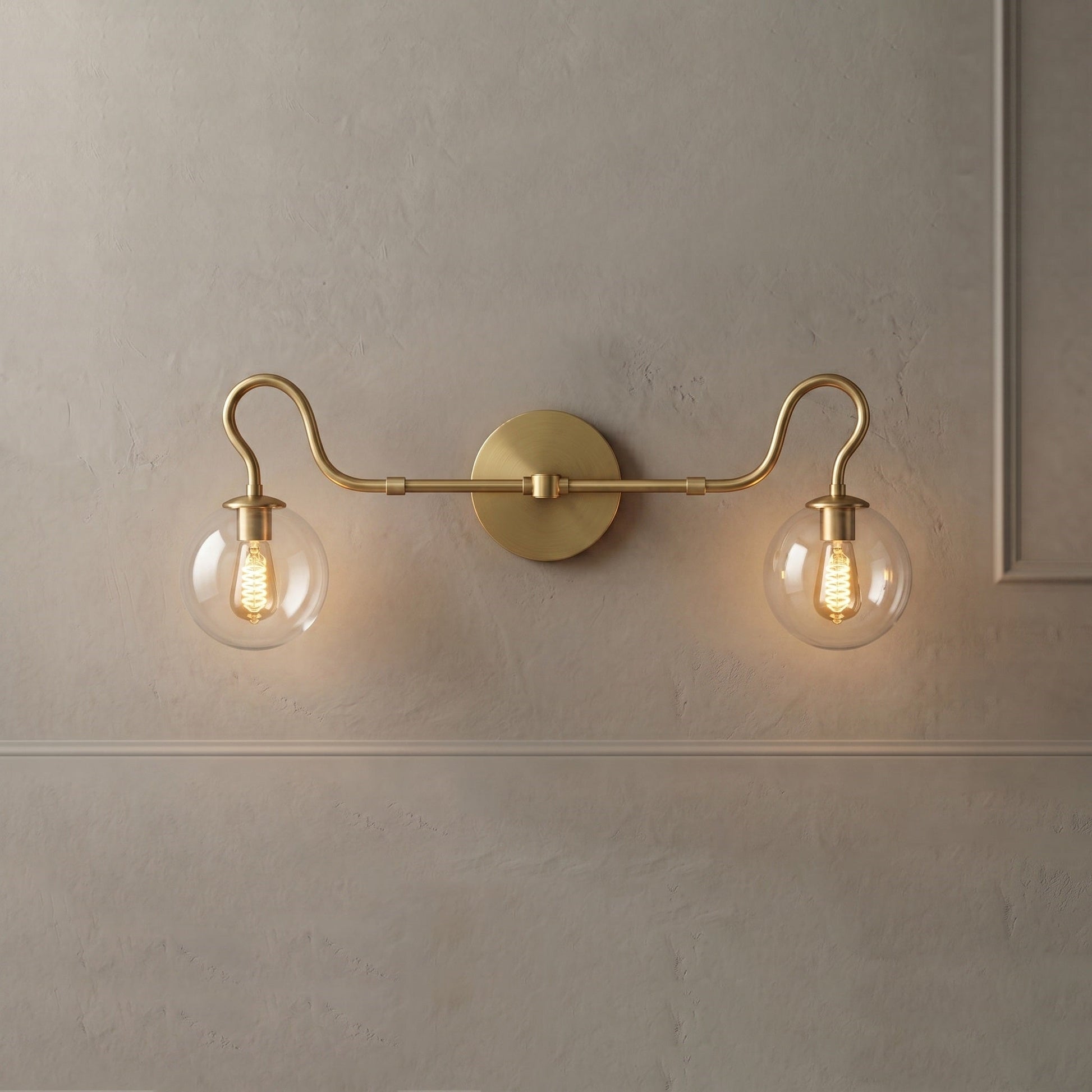 Side profile of the Floren Double Wall Sconce showcasing its depth and arm curvature.