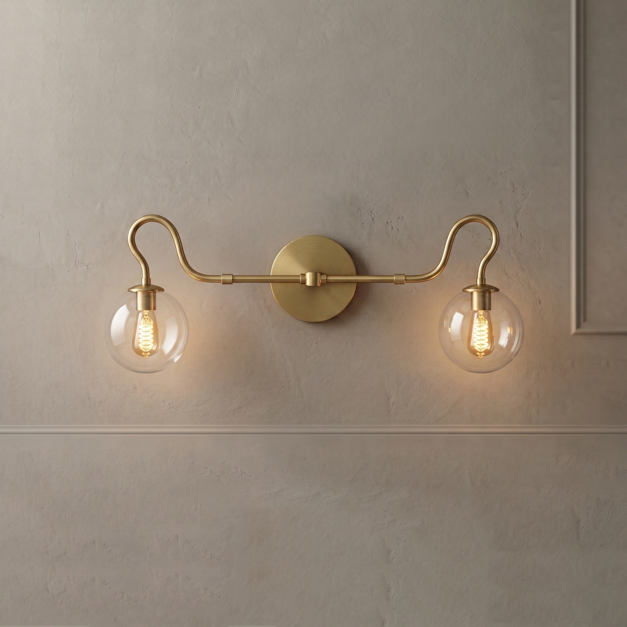 Side profile of the Floren Double Wall Sconce showcasing its depth and arm curvature.