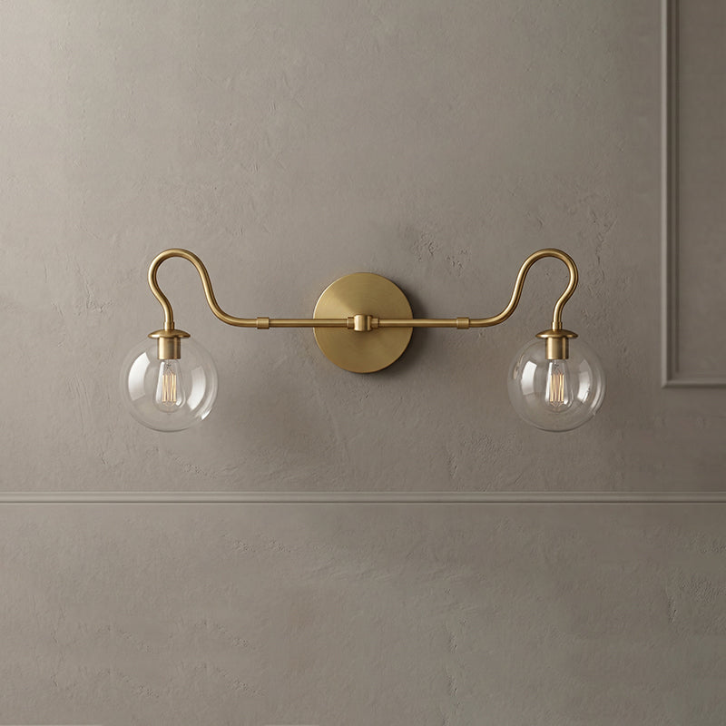 Floren Double Wall Sconce in nickel finish with white glass globes.