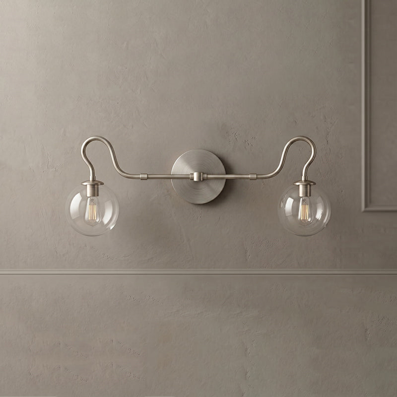 Detail of the circular mounting canopy in a nickel finish.