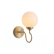 Floren Wall Sconce in brass finish with a white glass globe shade.