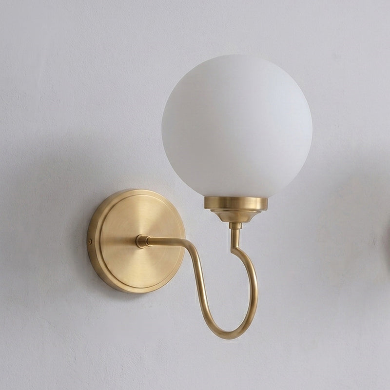 Floren Wall Sconce in black finish with a white glass globe.