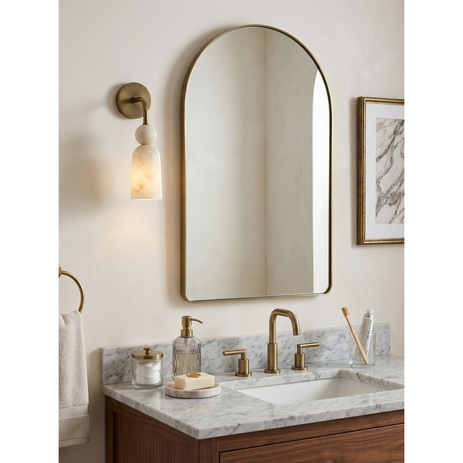 The sconce in a living room setting, providing ambient light.