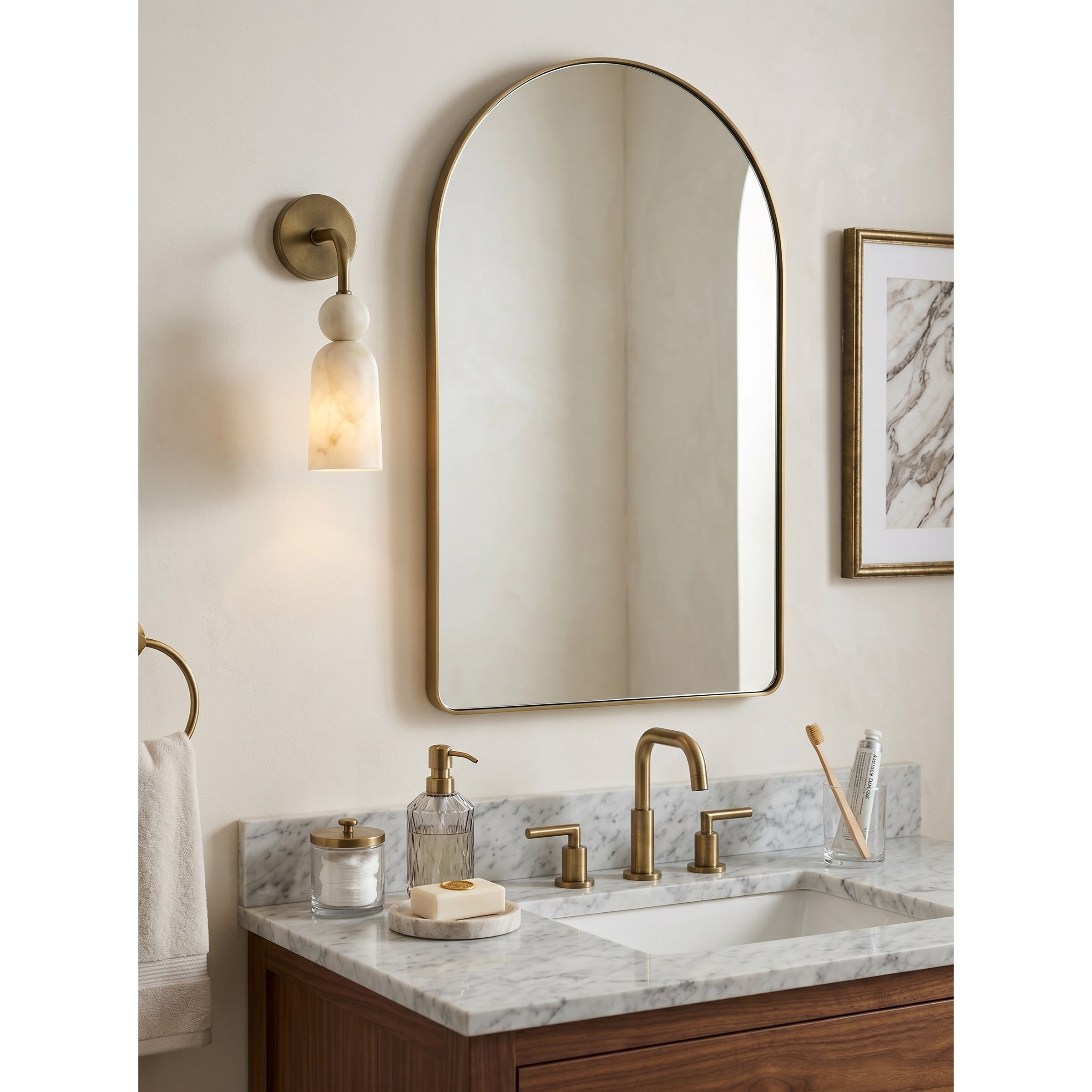 The sconce in a living room setting, providing ambient light.