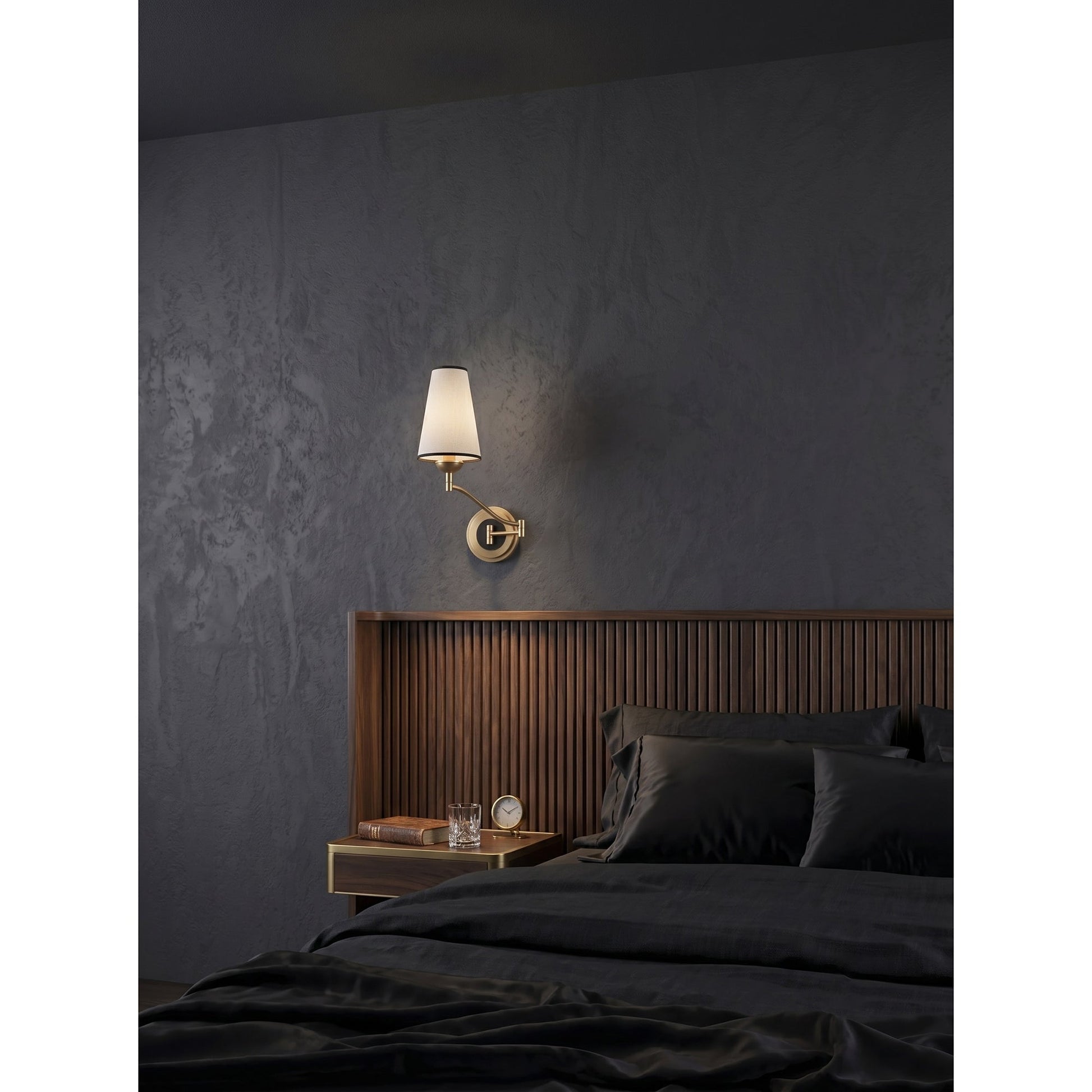 Lifestyle image of the sconce in a living room setting.