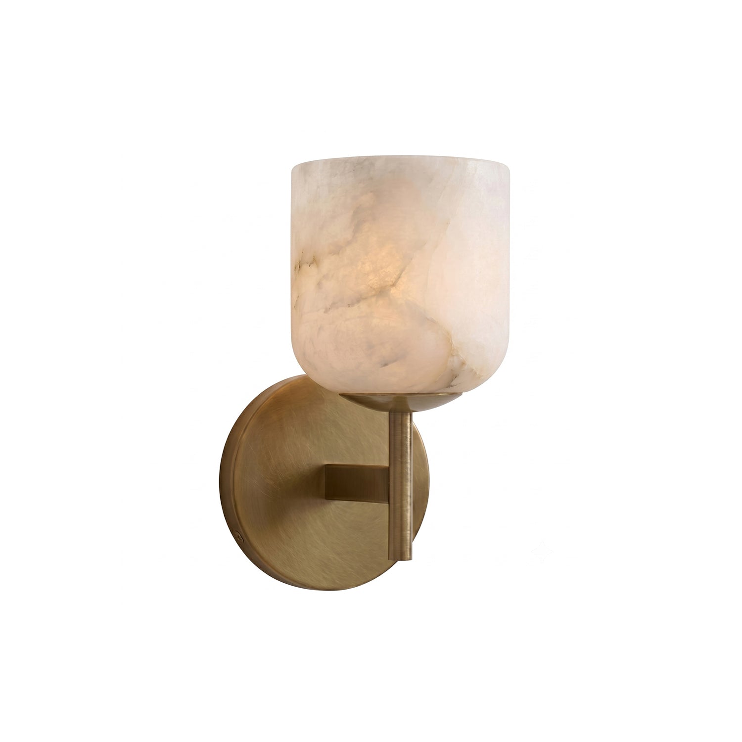 Garrison Alabaster Wall Sconce with an antique brass finish.