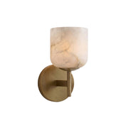 Garrison Alabaster Wall Sconce with an antique brass finish.