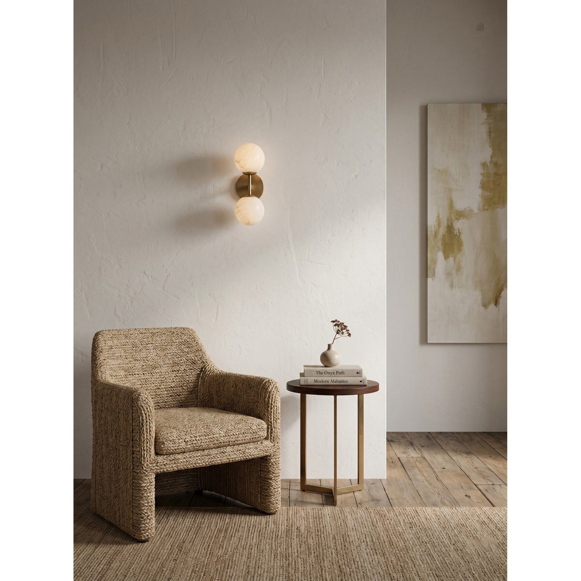 The wall sconce shown in a transitional entryway.