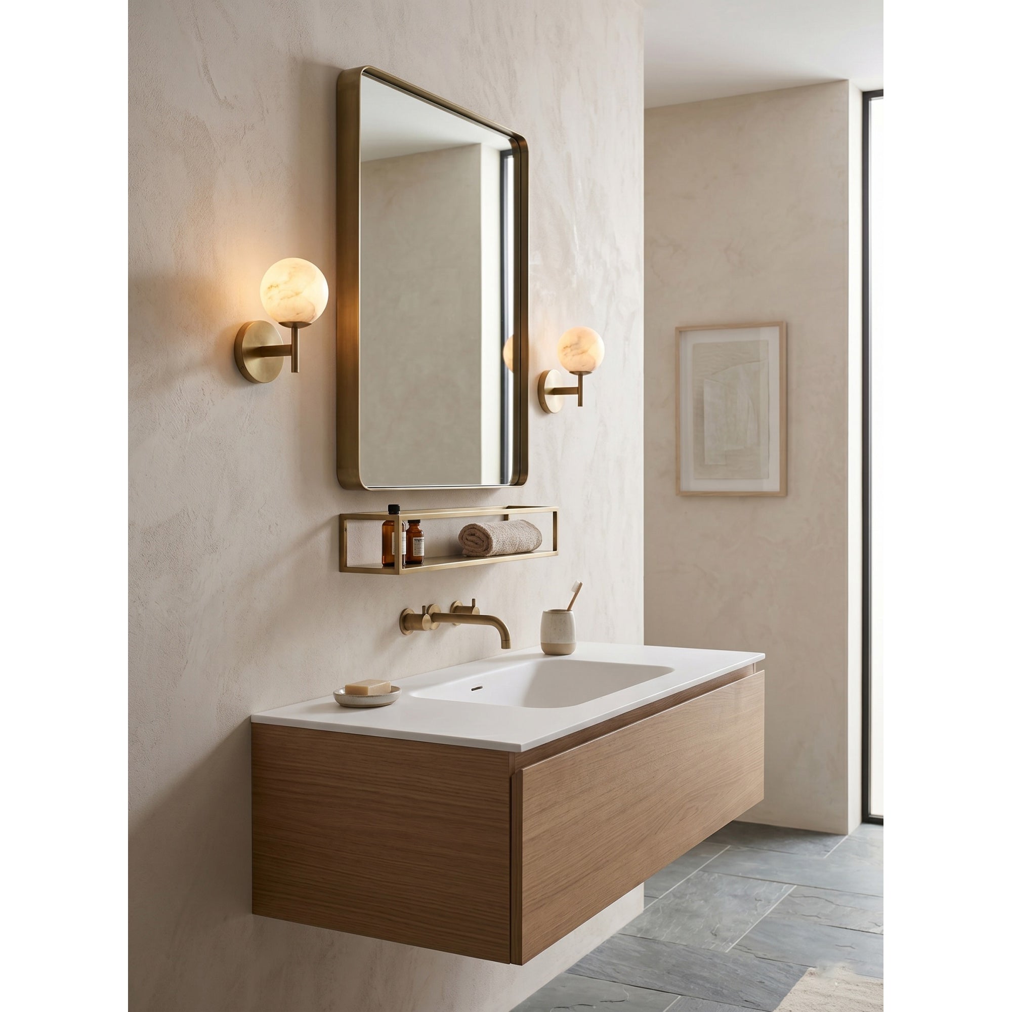 The Garrison Sconce against a dark, moody wall for a dramatic effect.