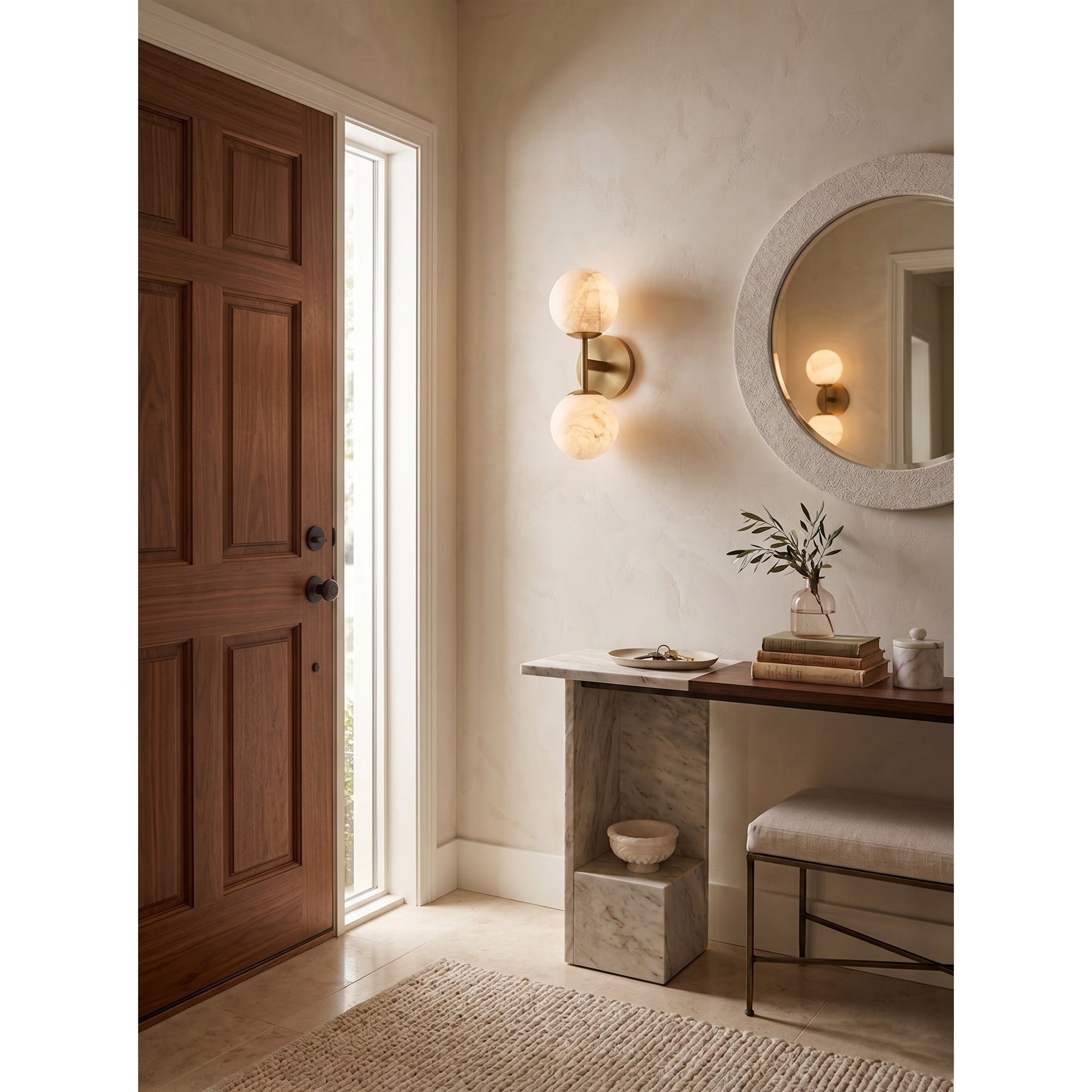 Top-down view of the Garrison Alabaster Wall Sconce.