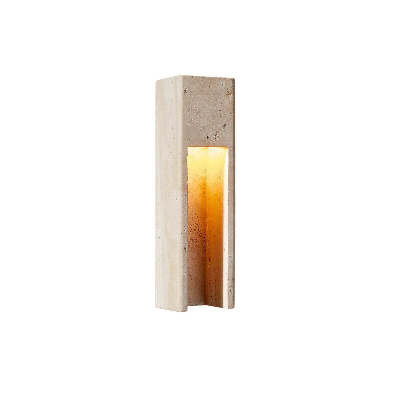 Graziano Travertine Wall Sconce in beige, front view.