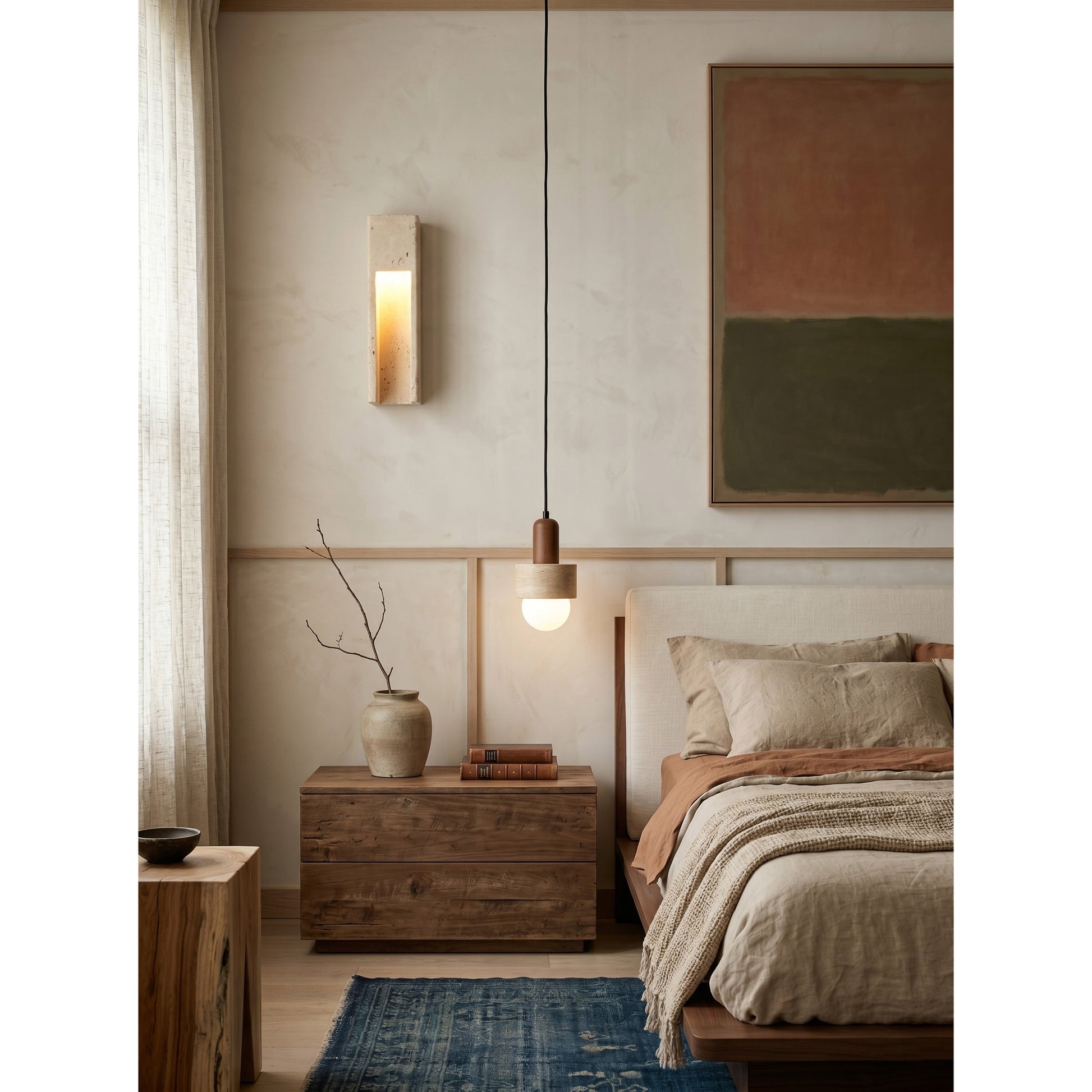 Graziano Travertine Wall Sconce in silver gray finish.