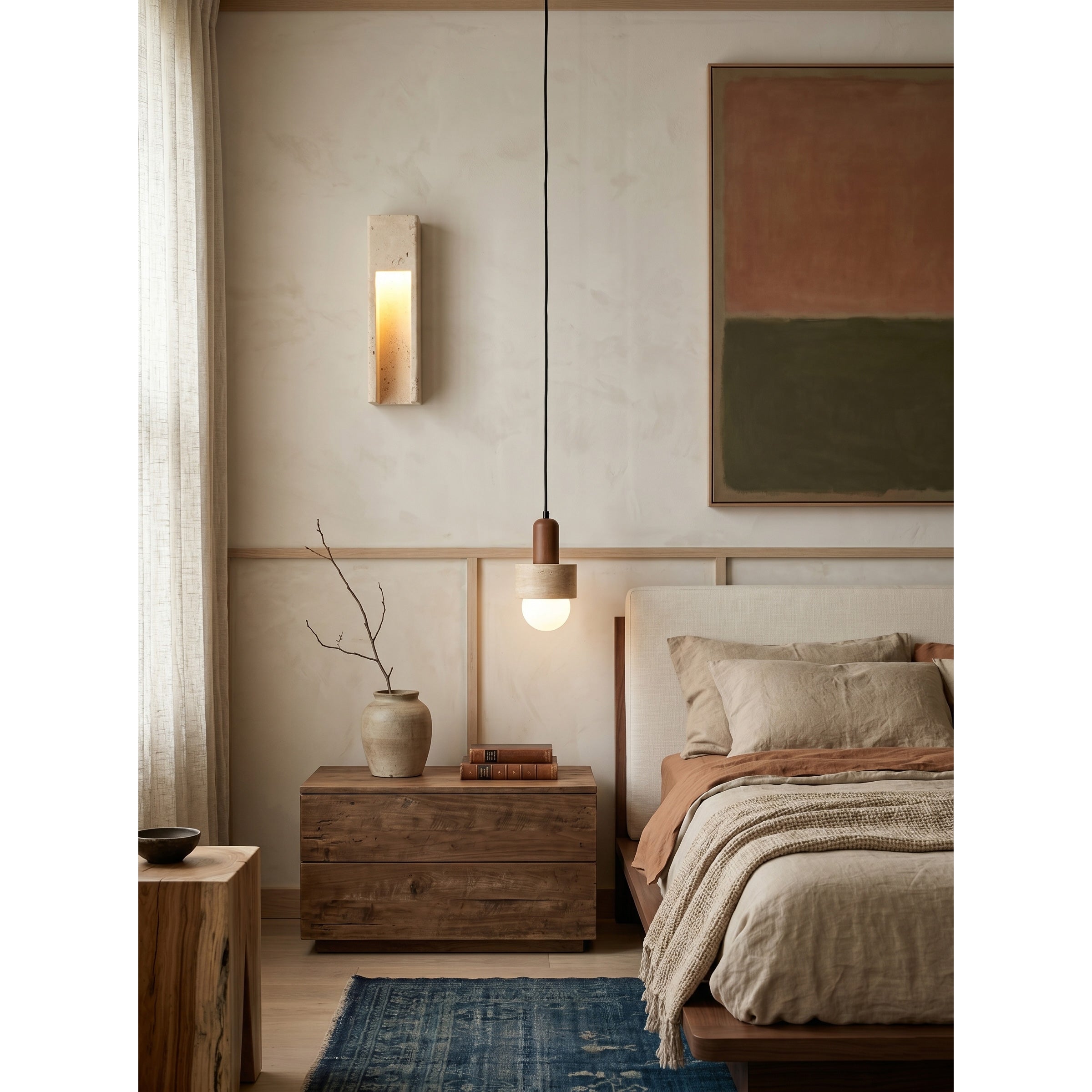 Graziano Travertine Wall Sconce in silver gray finish.