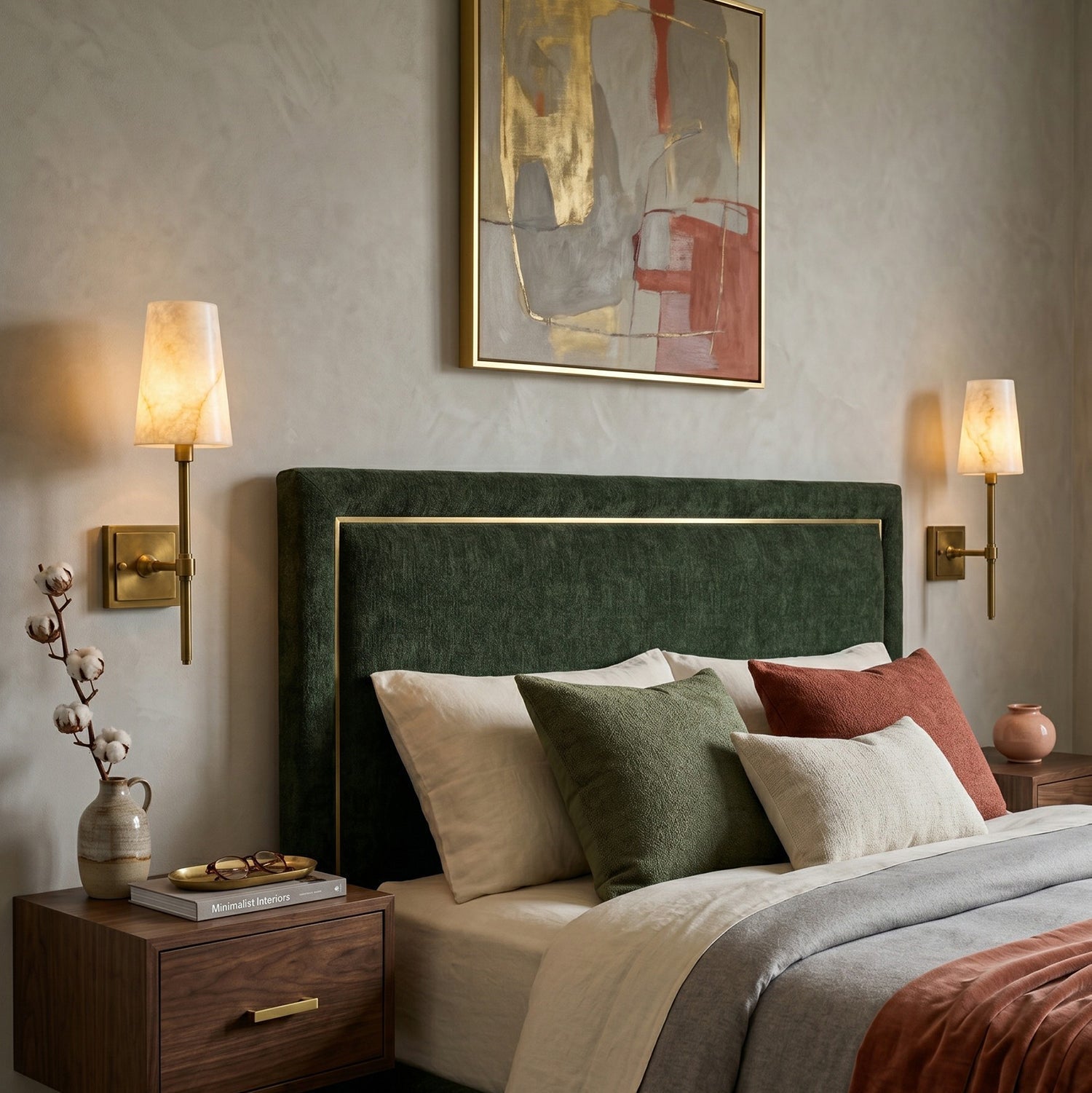 Close-up view of the natural alabaster shade on the Hillsdale wall sconce.