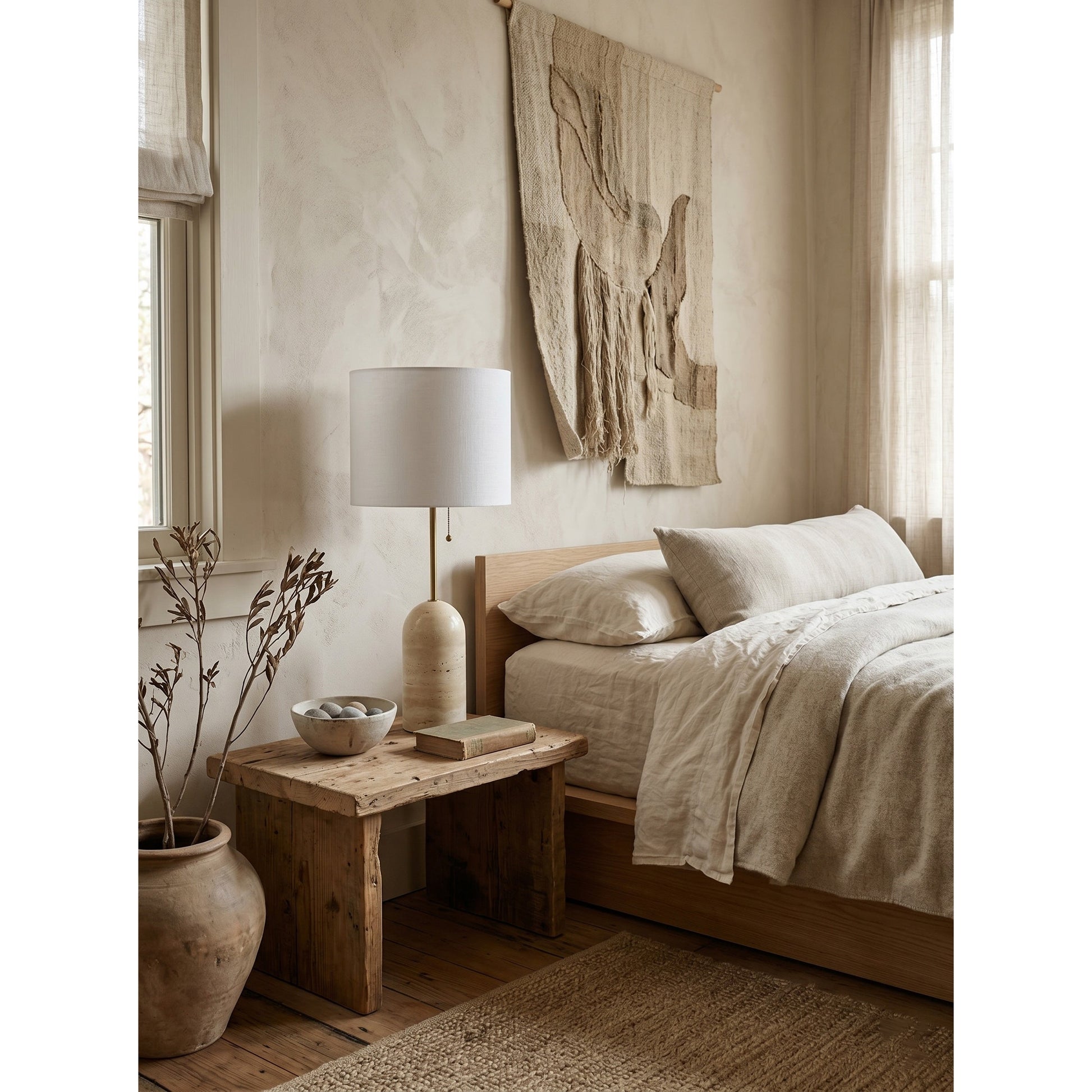 Diagram showing the dimensions of the Holt Travertine Table Lamp.