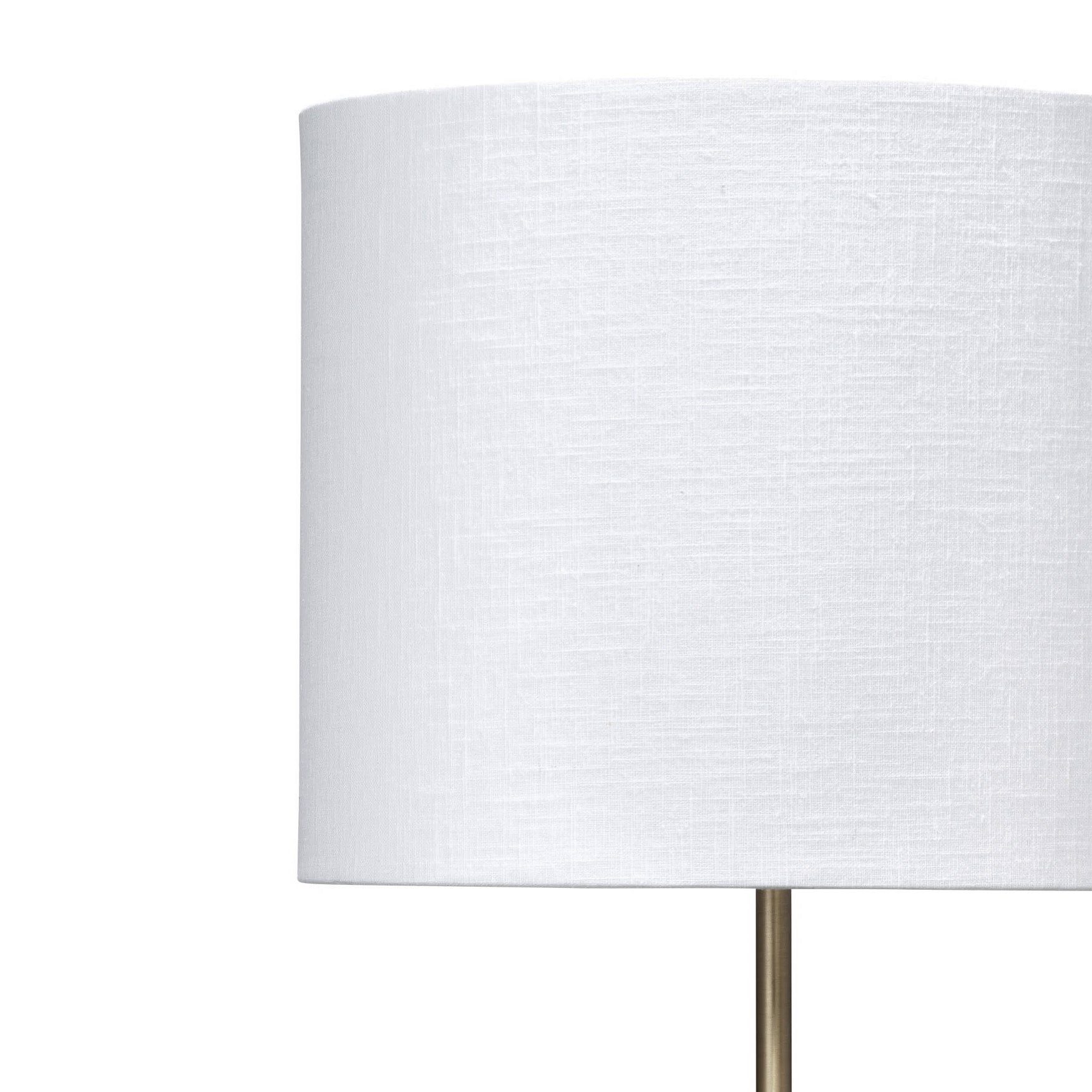 The construction and seam of the white linen lampshade.
