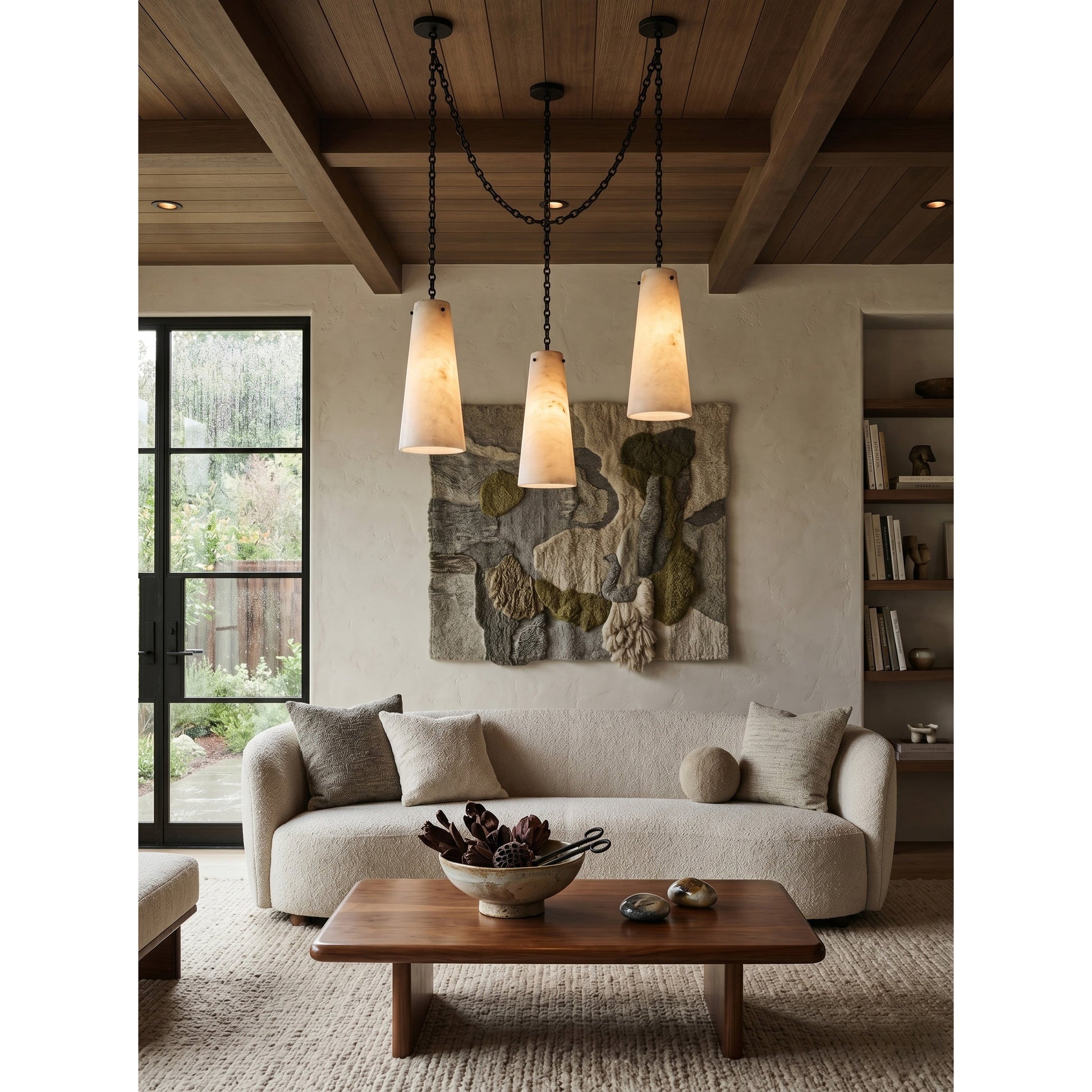 The top canopy and suspension points for the multi-head chandelier.