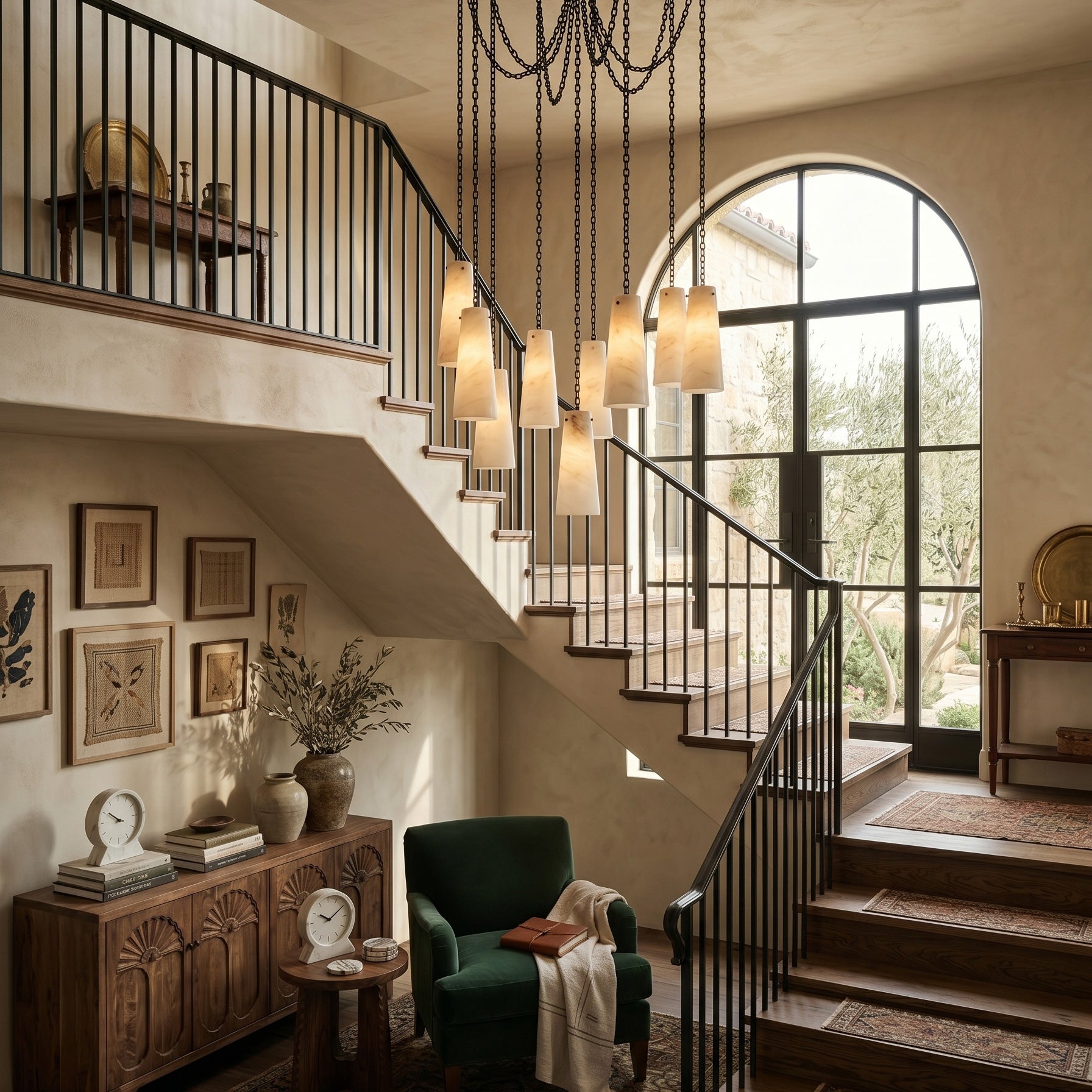 The 13-head configuration, the largest size of the industrial chandelier.