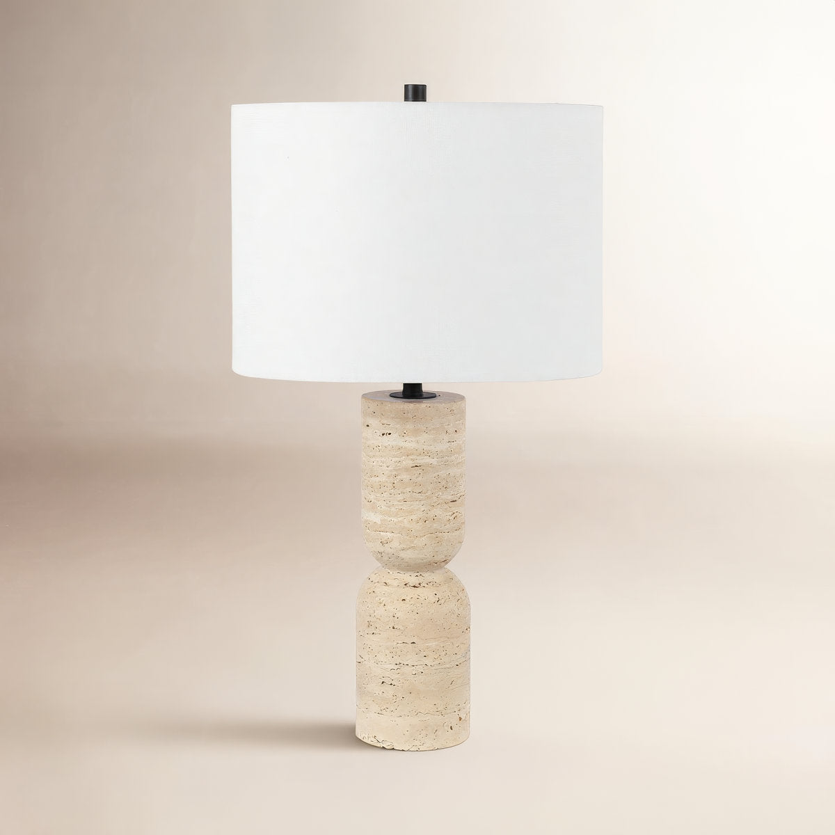 The lamp in a warm minimalist interior setting.