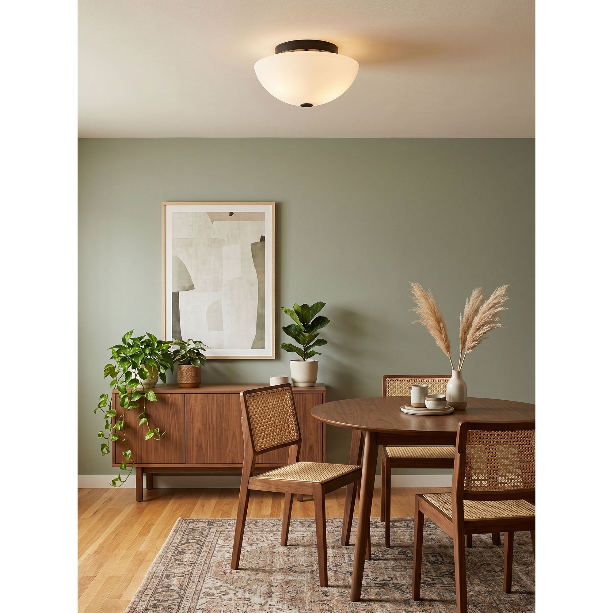 Lifestyle image showing the Jeanne flush mount in a welcoming entryway.
