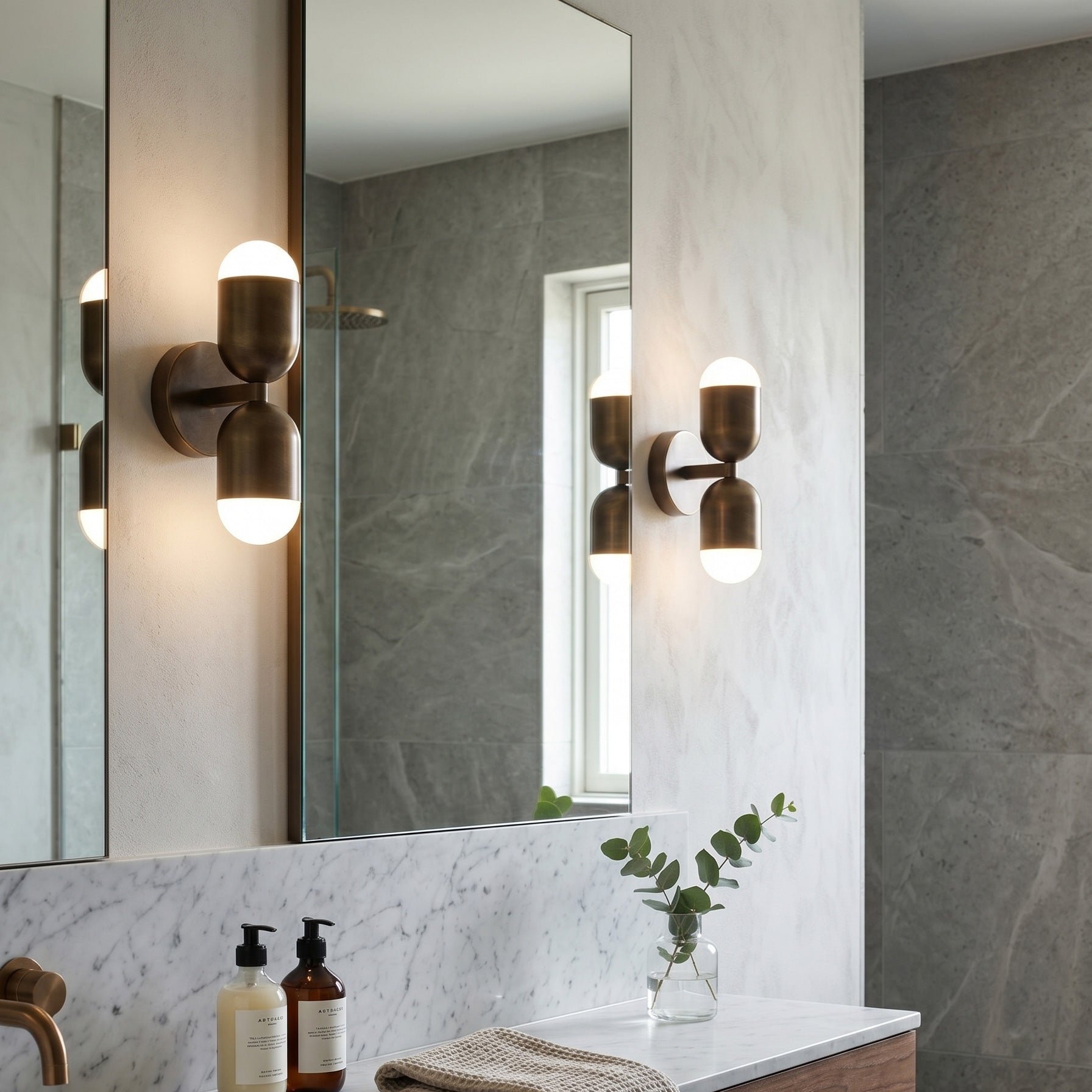 Close-up of the frosted glass shade on the Jensen Wall Sconce.