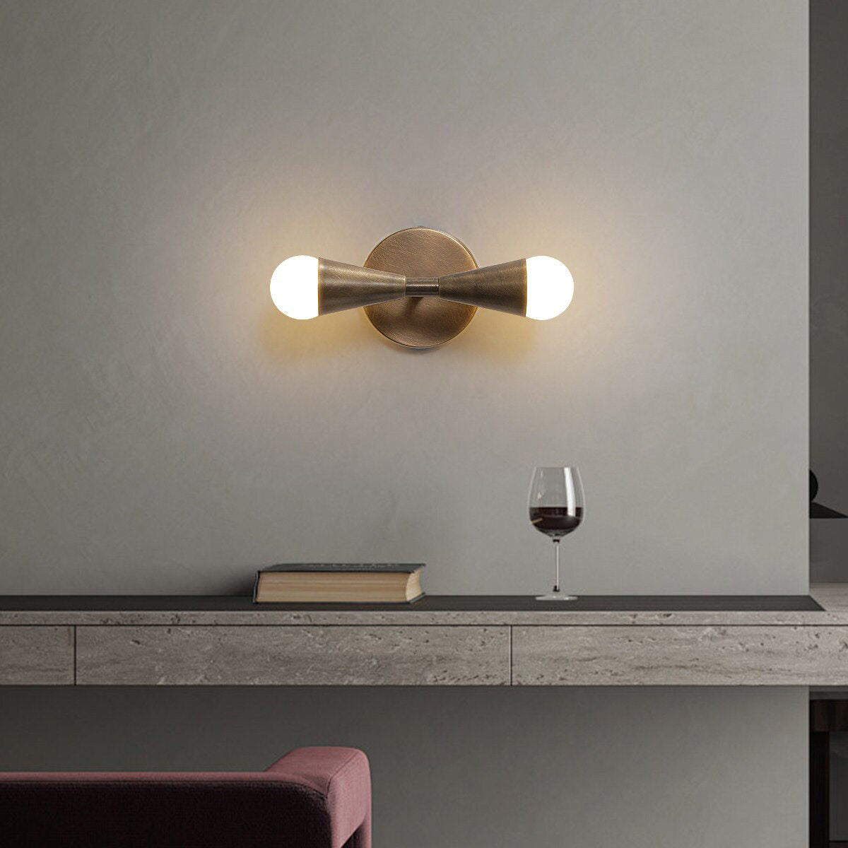 Side view of the Karma Double Wall Sconce.