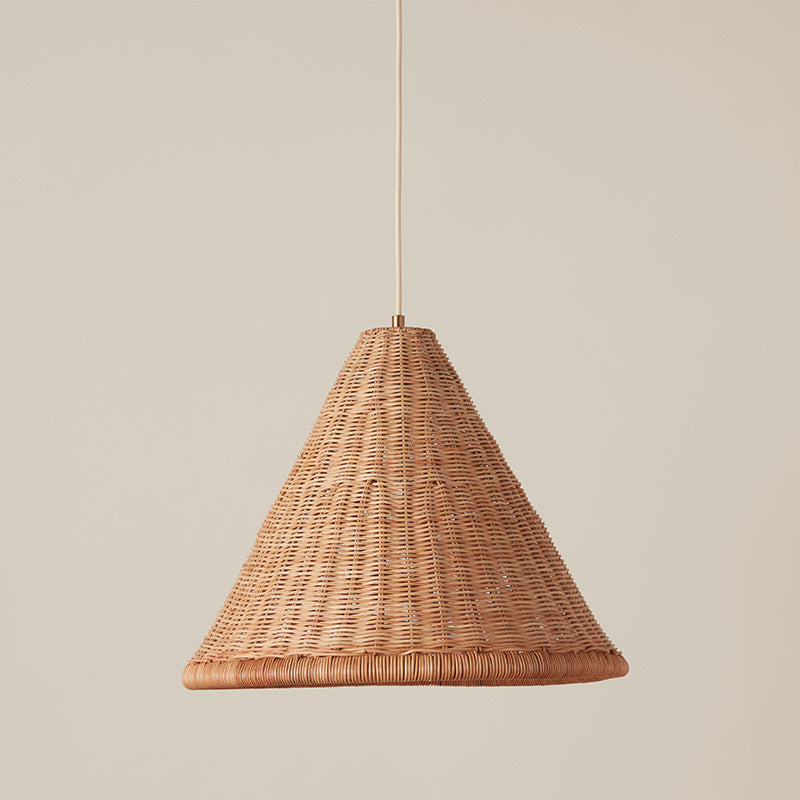 The pendant lamp in a minimalist living space.