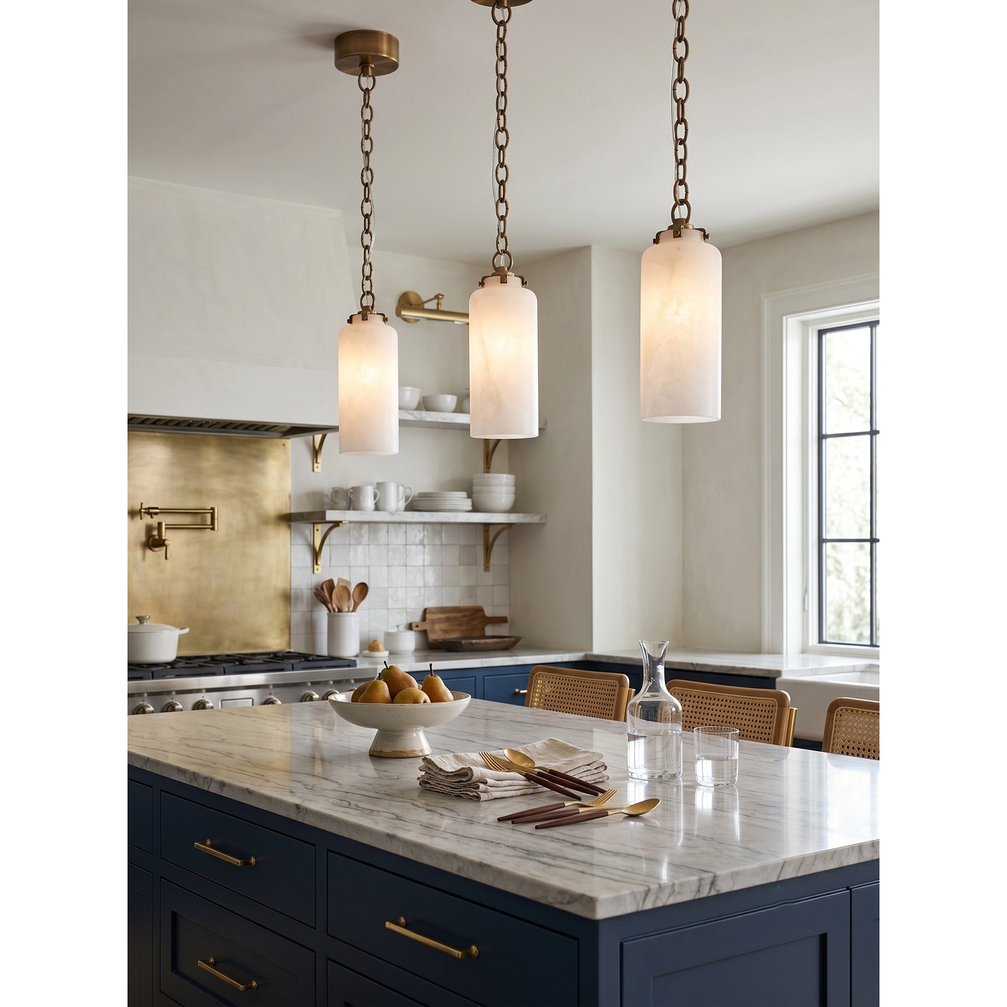 Comparison of the white glass and white alabaster shades.