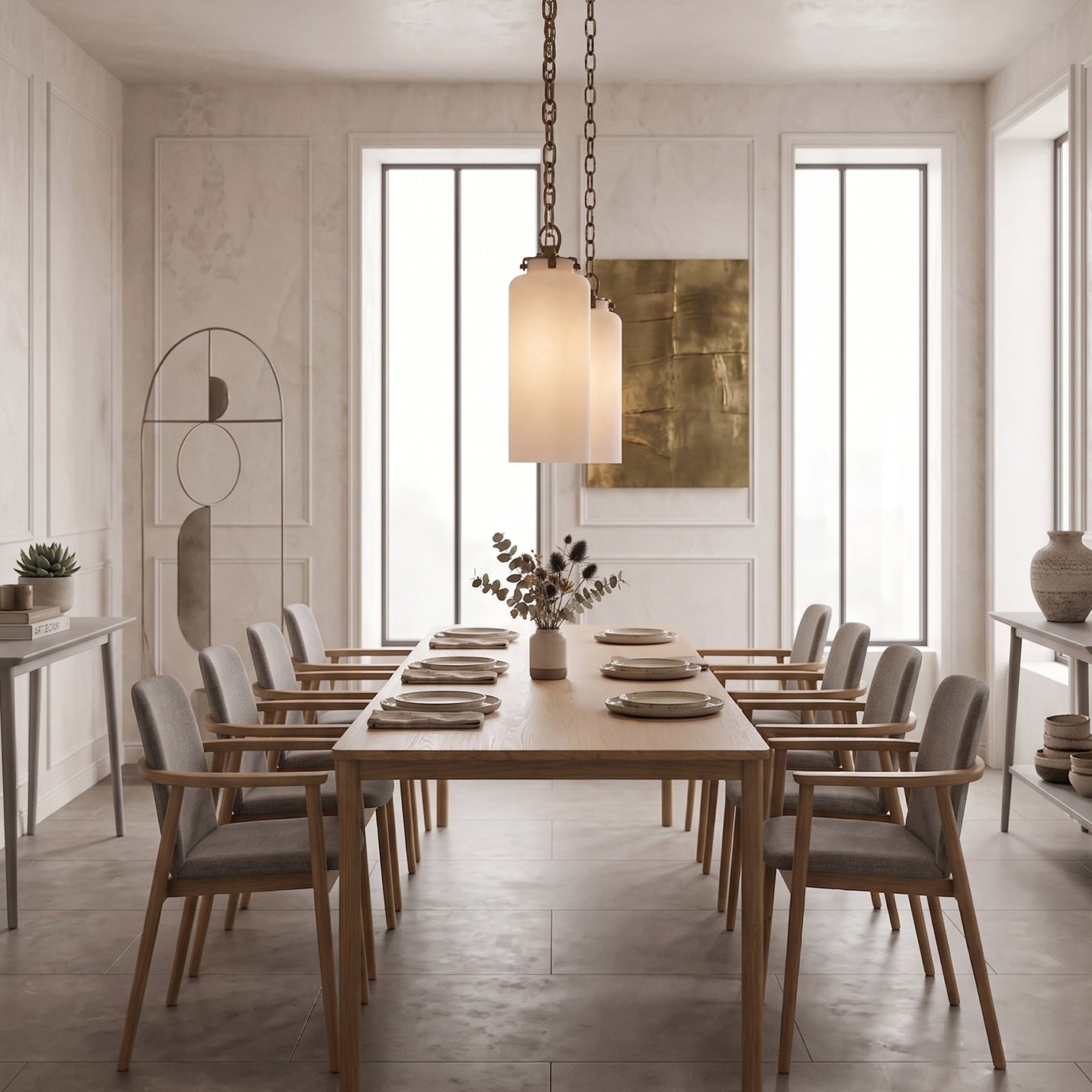 Katie Pendant Lamp in antique black with a white alabaster shade.