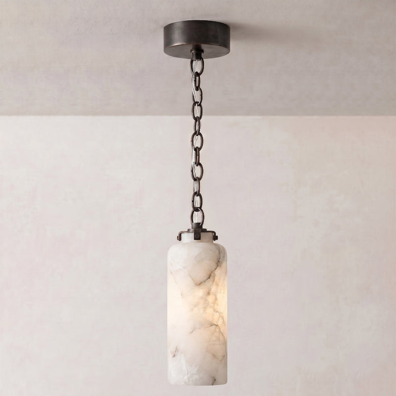 The lamp installed on a sloped ceiling.