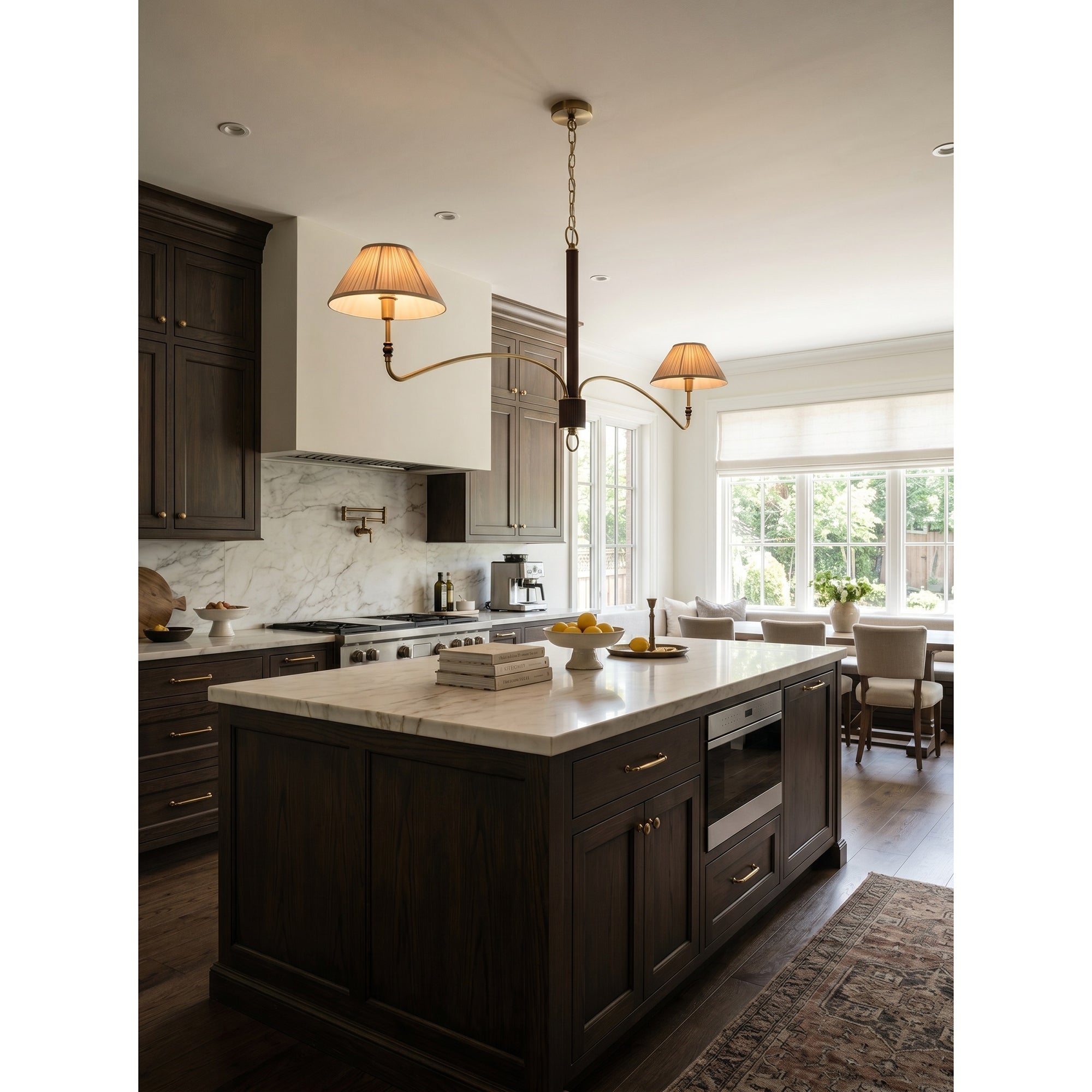 Full view of the 6-head Laurent Pleated Chandelier.