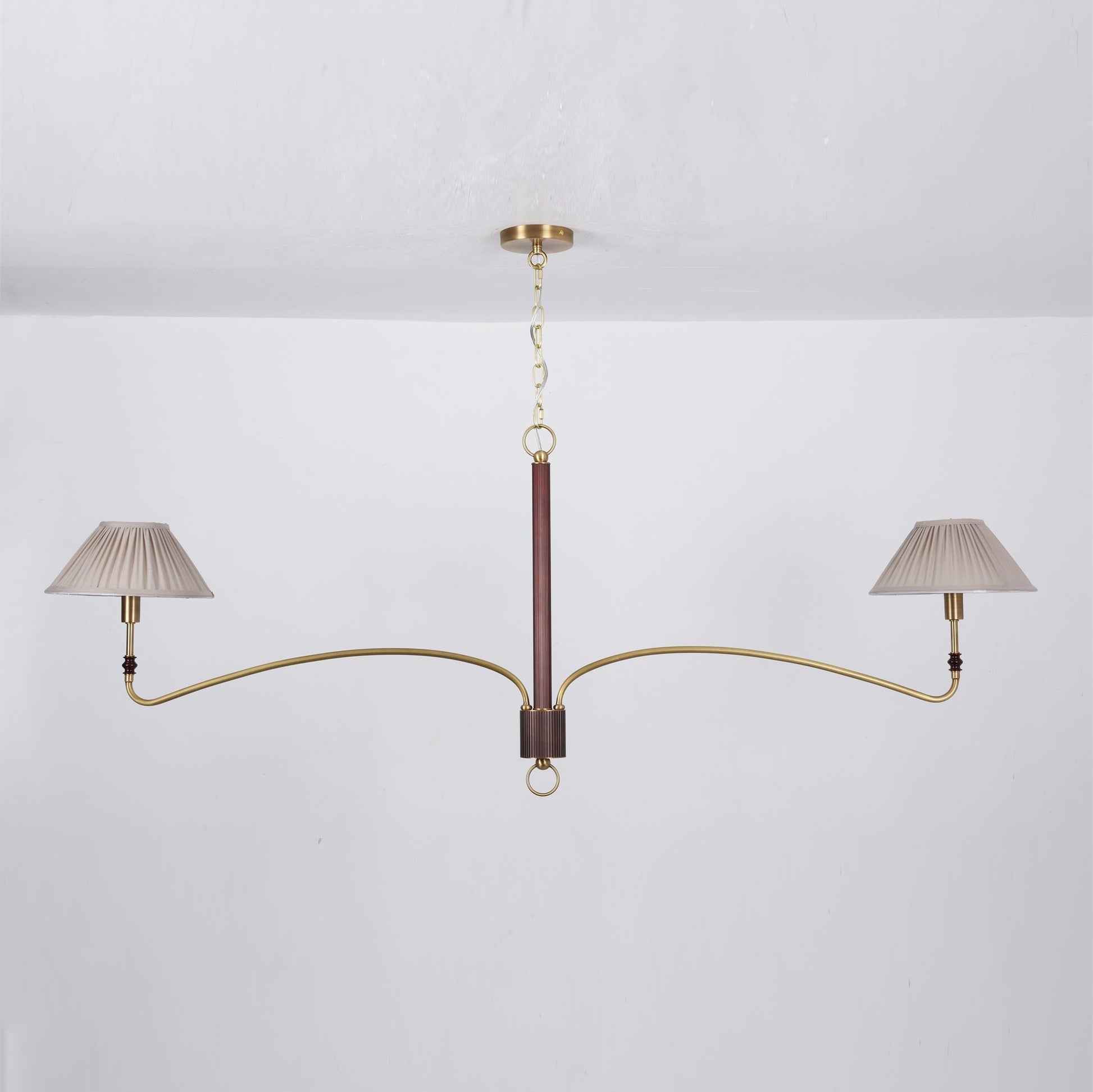 Full view of the 2-head Laurent Pleated Chandelier.