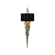 Front view of the Lava Brass Wall Sconce with a black shade.