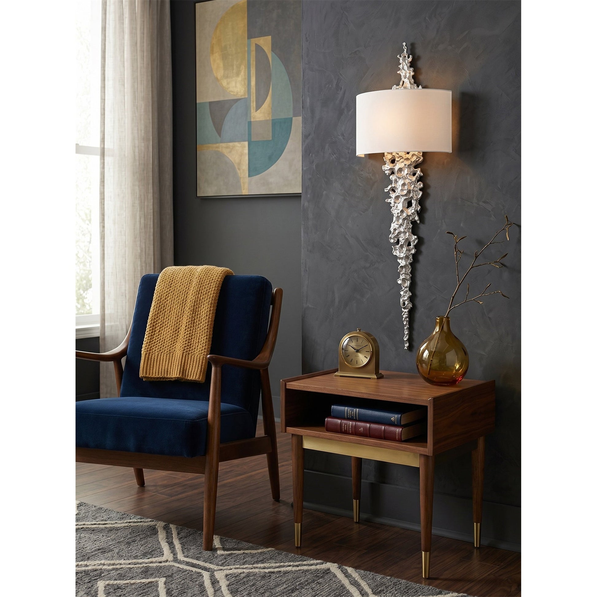 The silver finish option of the Lava Wall Sconce body.