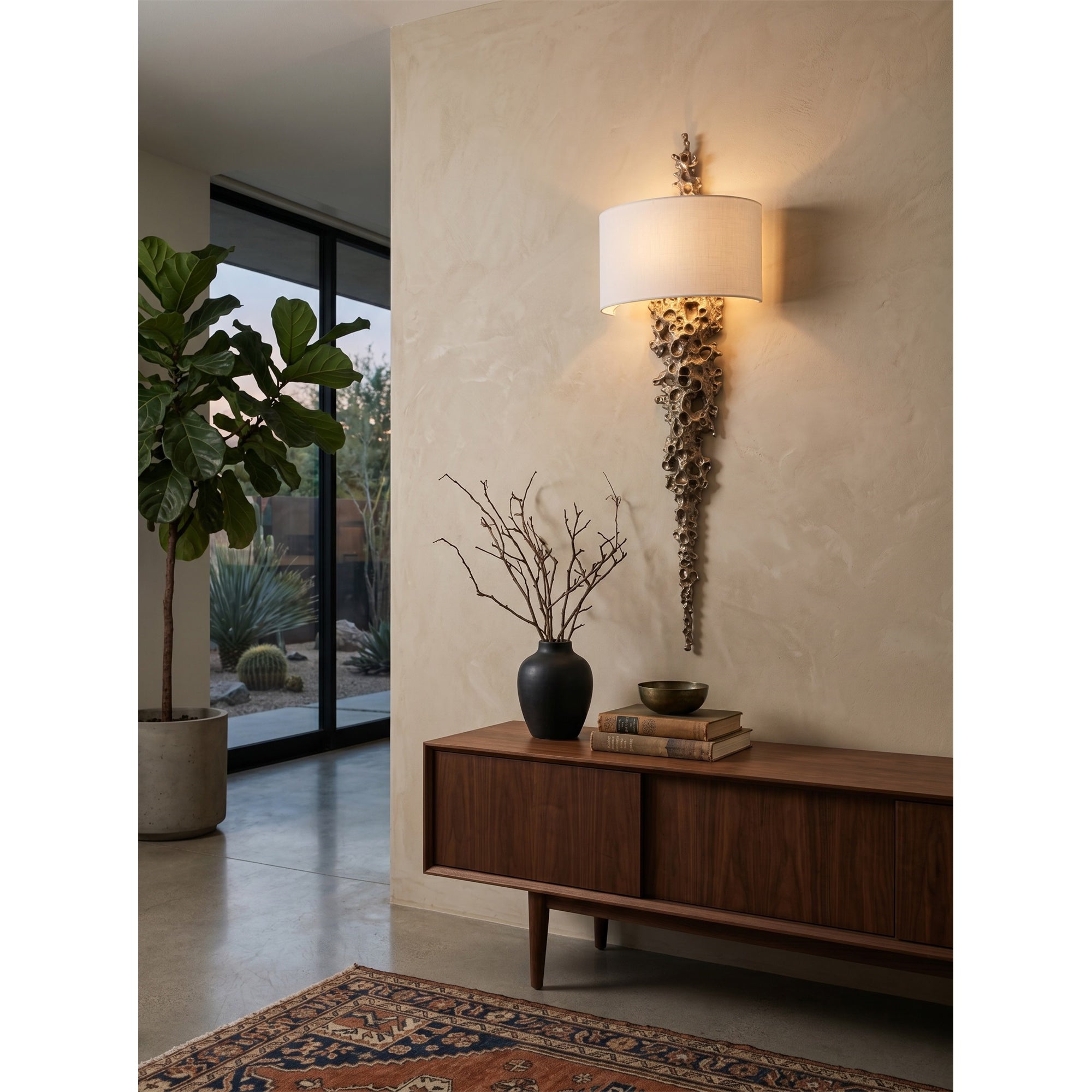 The Lava Wall Sconce installed in a sophisticated entryway.