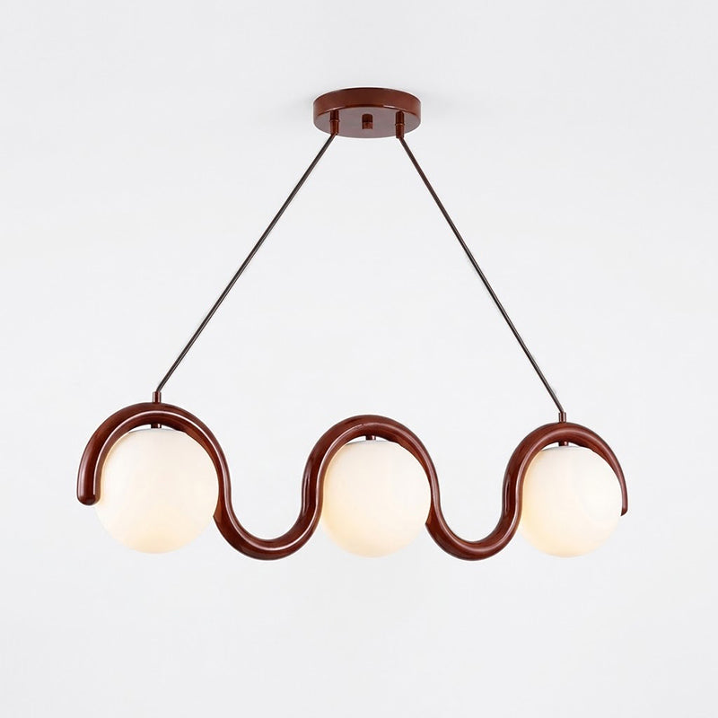 Angled view of the white Lenox Linear Ball Pendant Lamp.