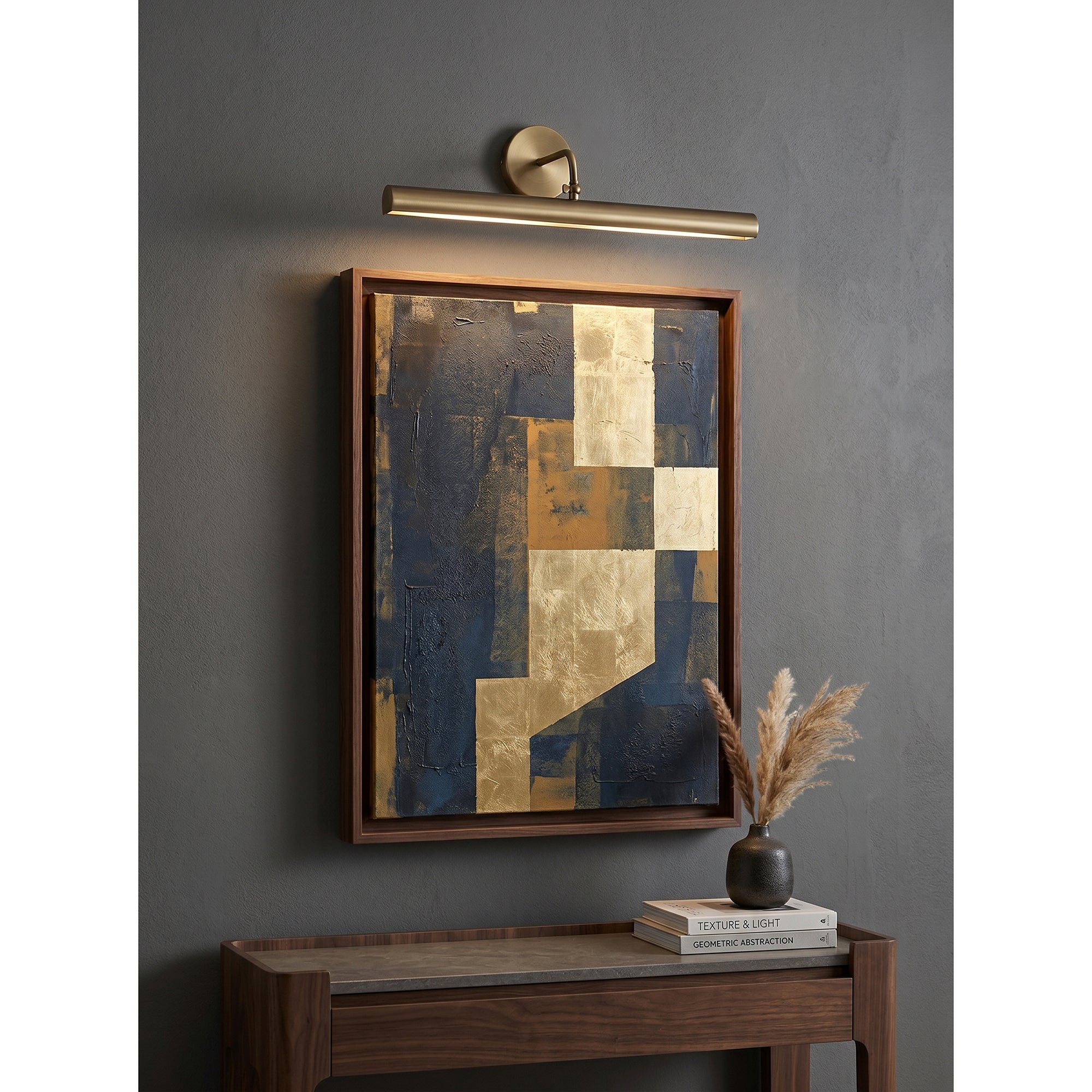 Side profile of the Loxen Wall Sconce against a dark wall.