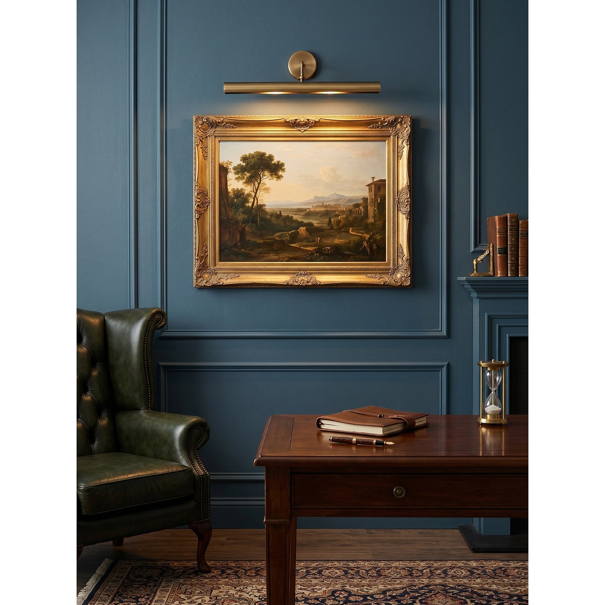 The Loxen Wall Sconce providing ambient downward light.