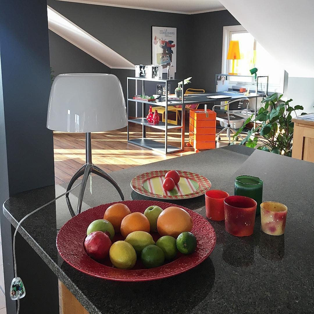 The Lumiere Table Lamp used as a desk lamp in a home office.