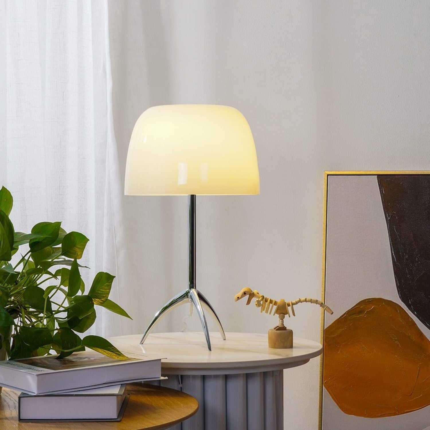Top-down view of the Lumiere Table Lamp's glass shade.