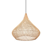 Mallorca Pendant Lamp with black rattan shade in a living room.