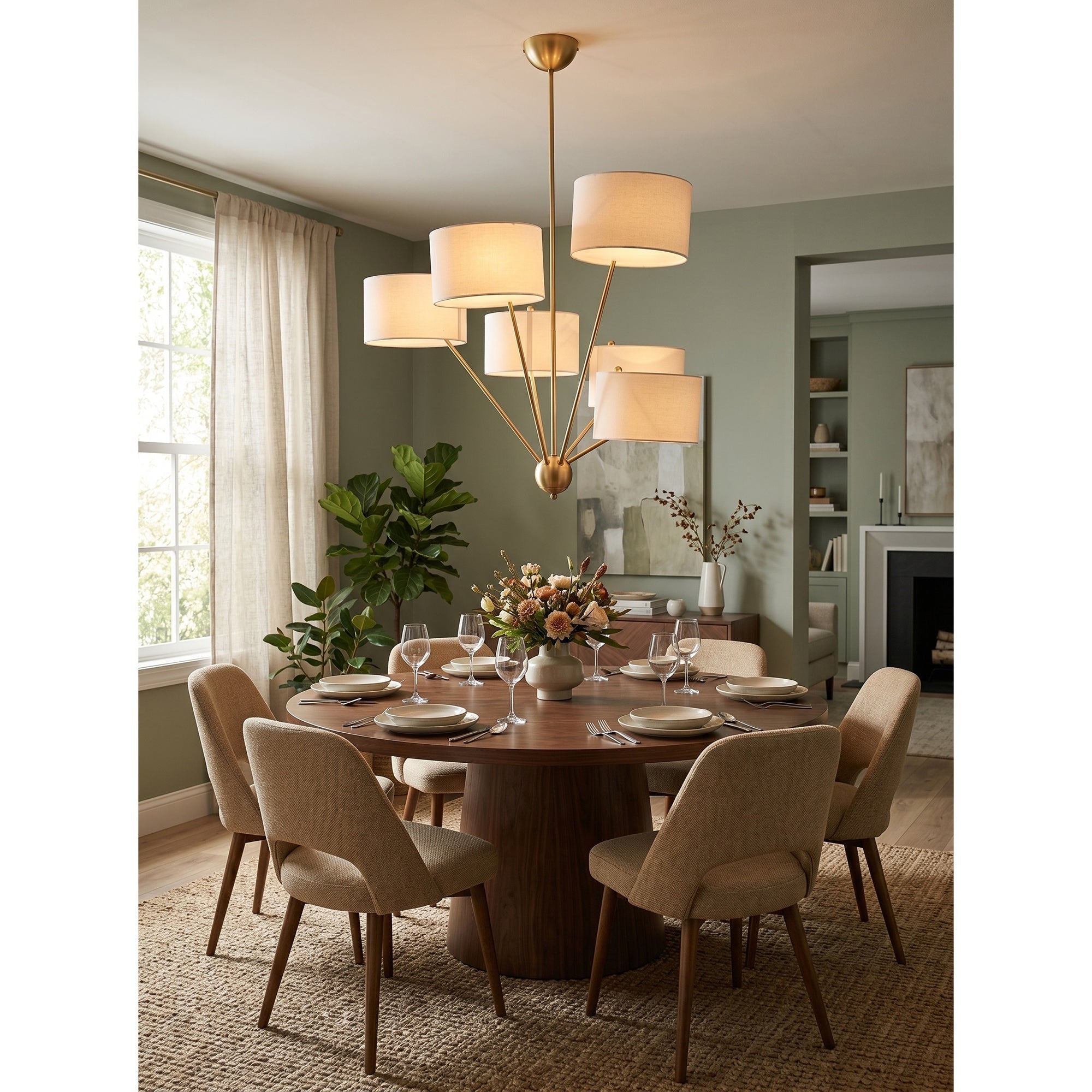 The Mantis Chandelier installed in a grand, high-ceiling foyer.
